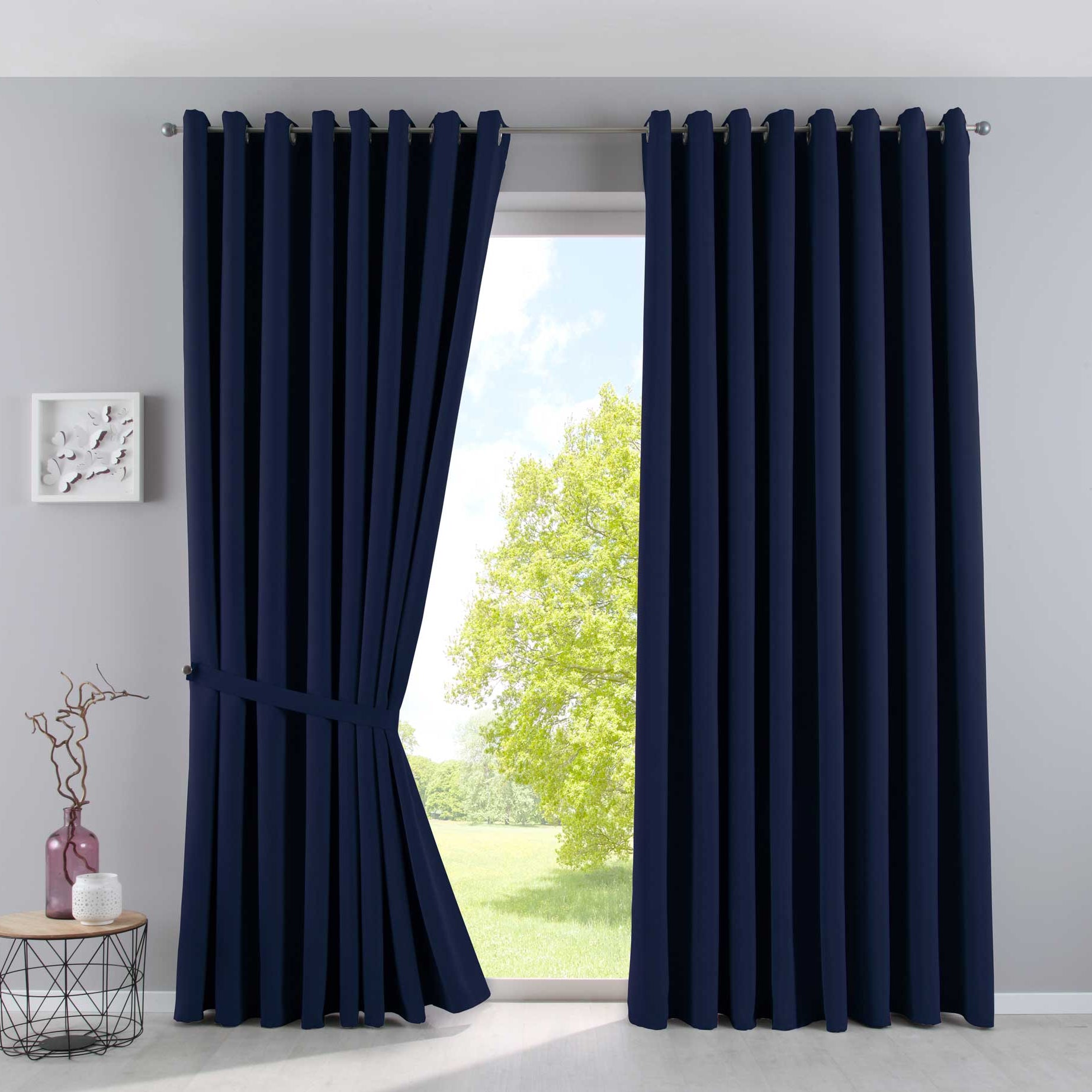 Vorhänge Blickdicht »NewYork« 2er-Pack Thermo-Gardinen Verdunkelungsvorhang Blackout Ösen schalldämmend UV-Schutz Raffhalter 201920600-2 Blau HxB 225x295 cm Vorhang Set 201920600-2blau-295 | Gardinenbox.de