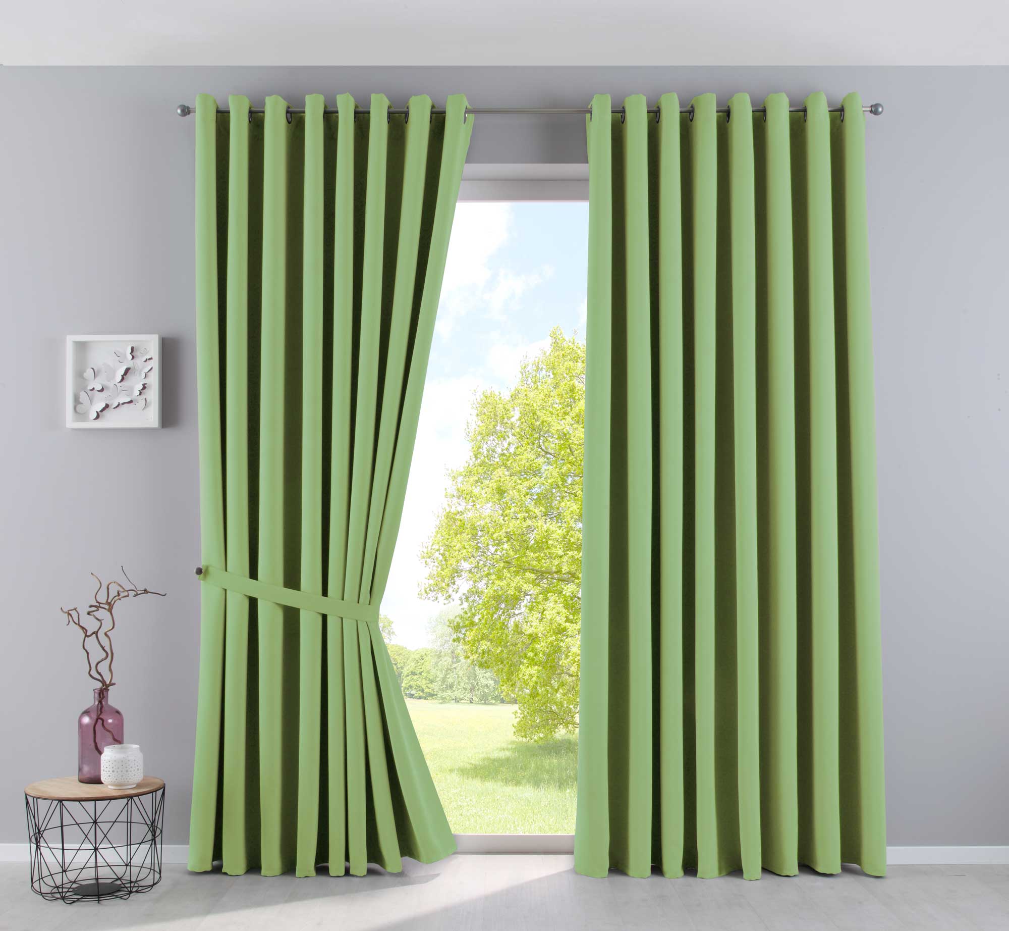 Vorhänge Blickdicht »NewYork« 2er-Pack Thermo-Gardinen Verdunkelungsvorhang Blackout Ösen schalldämmend UV-Schutz Raffhalter 201920600-2 Grün HxB 245x295 cm Vorhang Set 201920600-2gruen-295_d1642192-48a0-4e69-95ac-1fecdc858873 | Gardinenbox.de