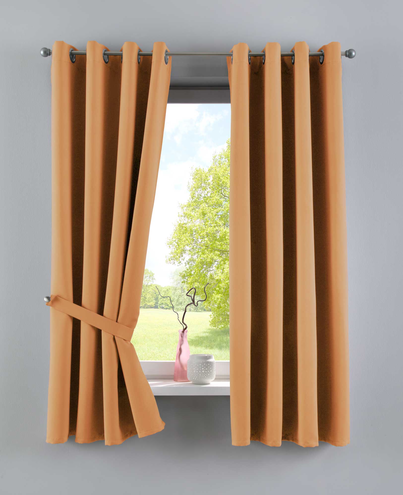 Vorhänge Blickdicht »NewYork« 2er-Pack Thermo-Gardinen Verdunkelungsvorhang Blackout Ösen schalldämmend UV-Schutz Raffhalter 201920600-2 Orange HxB 160x140 cm Vorhang Set 201920600-2orange-160 | Gardinenbox.de