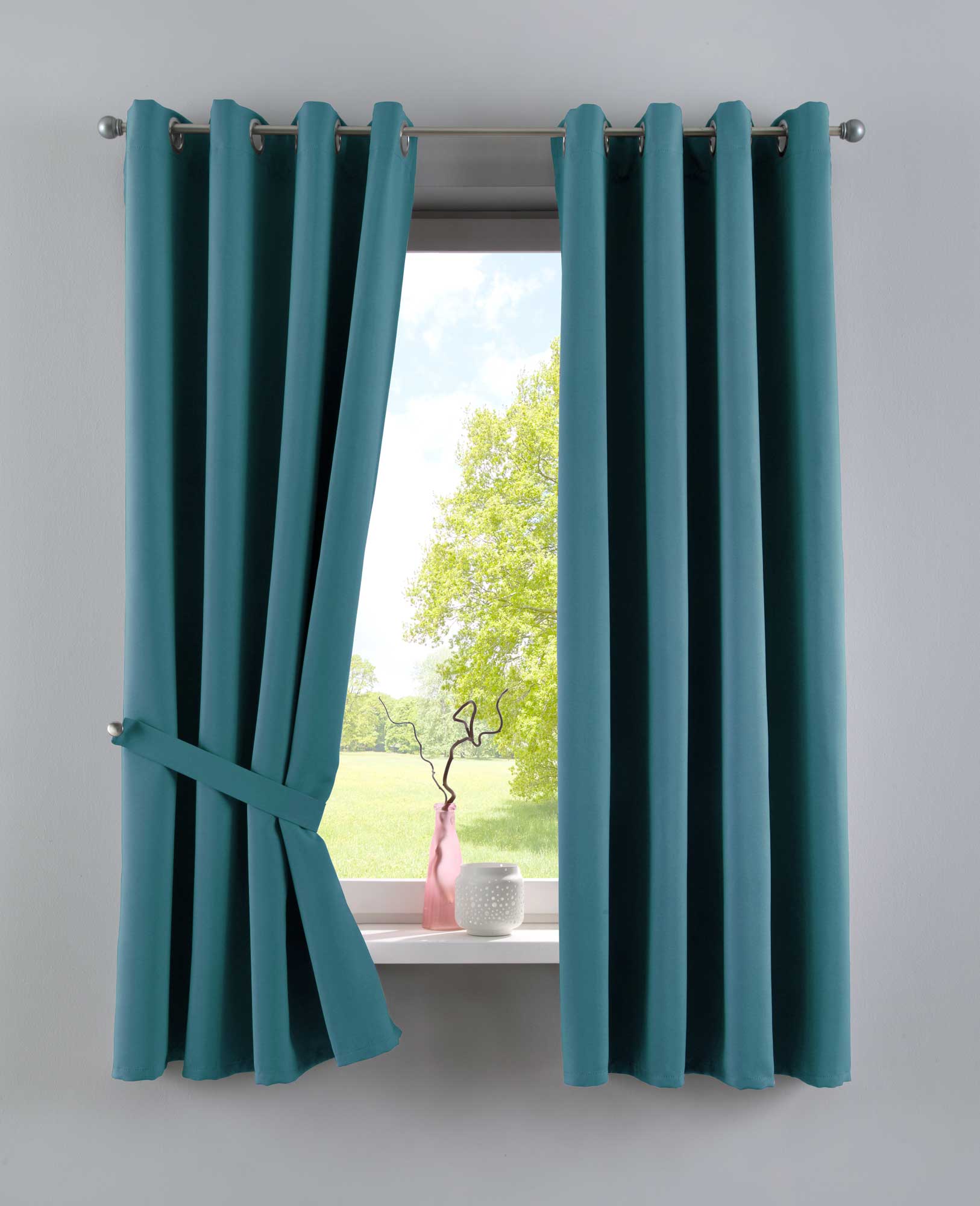 Vorhänge Blickdicht »NewYork« 2er-Pack Thermo-Gardinen Verdunkelungsvorhang Blackout Ösen schalldämmend UV-Schutz Raffhalter 201920600-2 Petrol HxB 160x140 cm Vorhang Set 201920600-2petrol-160 | Gardinenbox.de