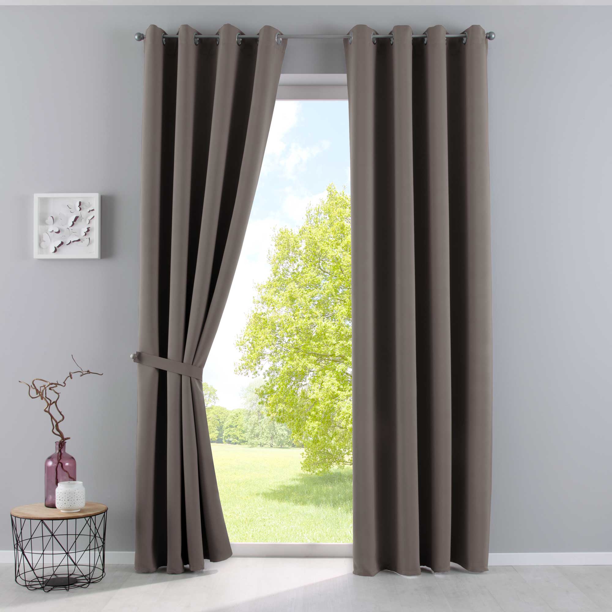Vorhänge Blickdicht »NewYork« 2er-Pack Thermo-Gardinen Verdunkelungsvorhang Blackout Ösen schalldämmend UV-Schutz Raffhalter 201920600-2 Taupe HxB 245x140 cm Vorhang Set 201920600-2taupe | Gardinenbox.de