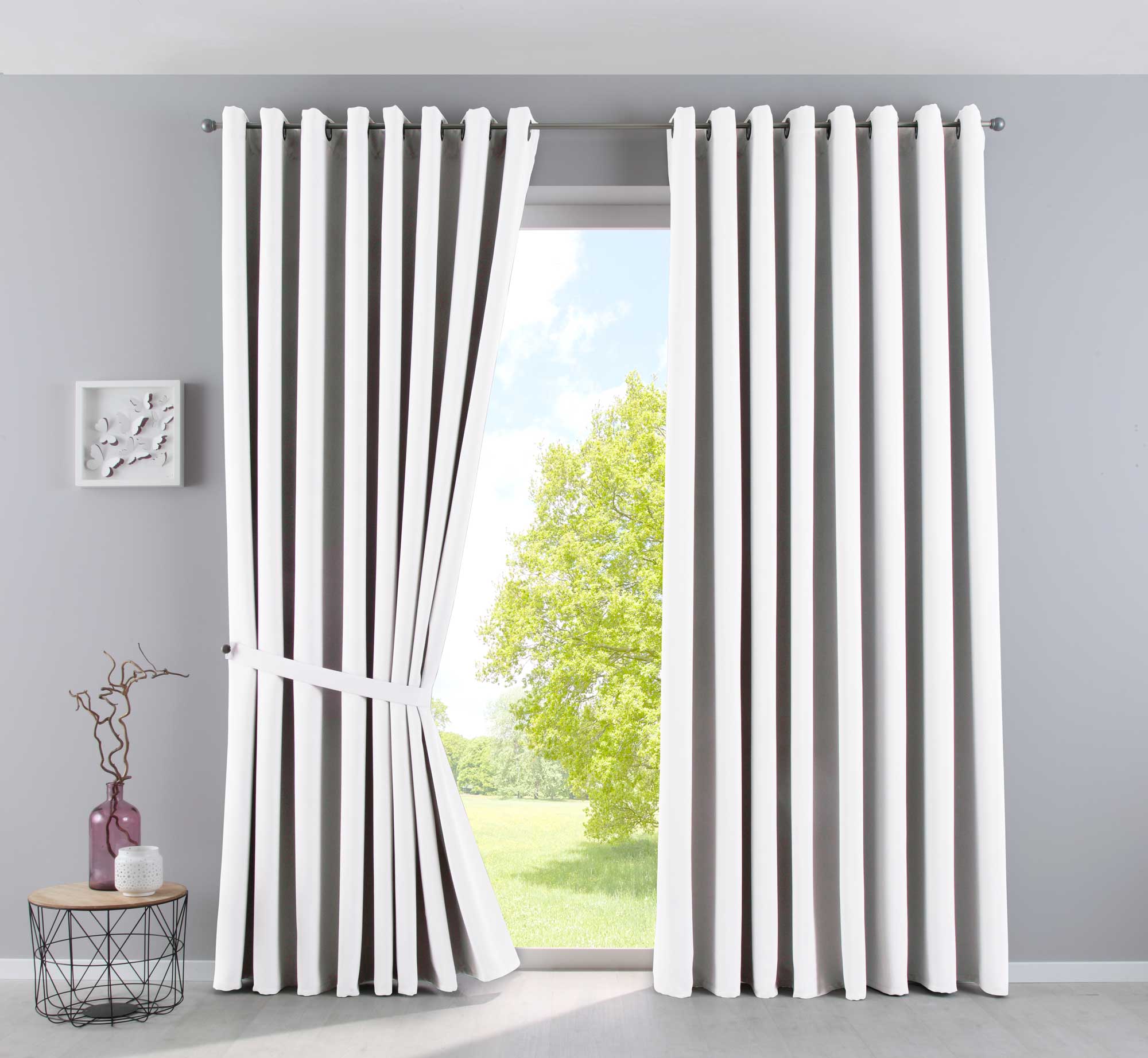 Vorhänge Blickdicht »NewYork« 2er-Pack Thermo-Gardinen Verdunkelungsvorhang Blackout Ösen schalldämmend UV-Schutz Raffhalter 201920600-2 Weiß HxB 245x295 cm Vorhang Set 201920600-2weiss-295_2308a59d-0fd0-4c89-8e97-815a24c15af0 | Gardinenbox.de