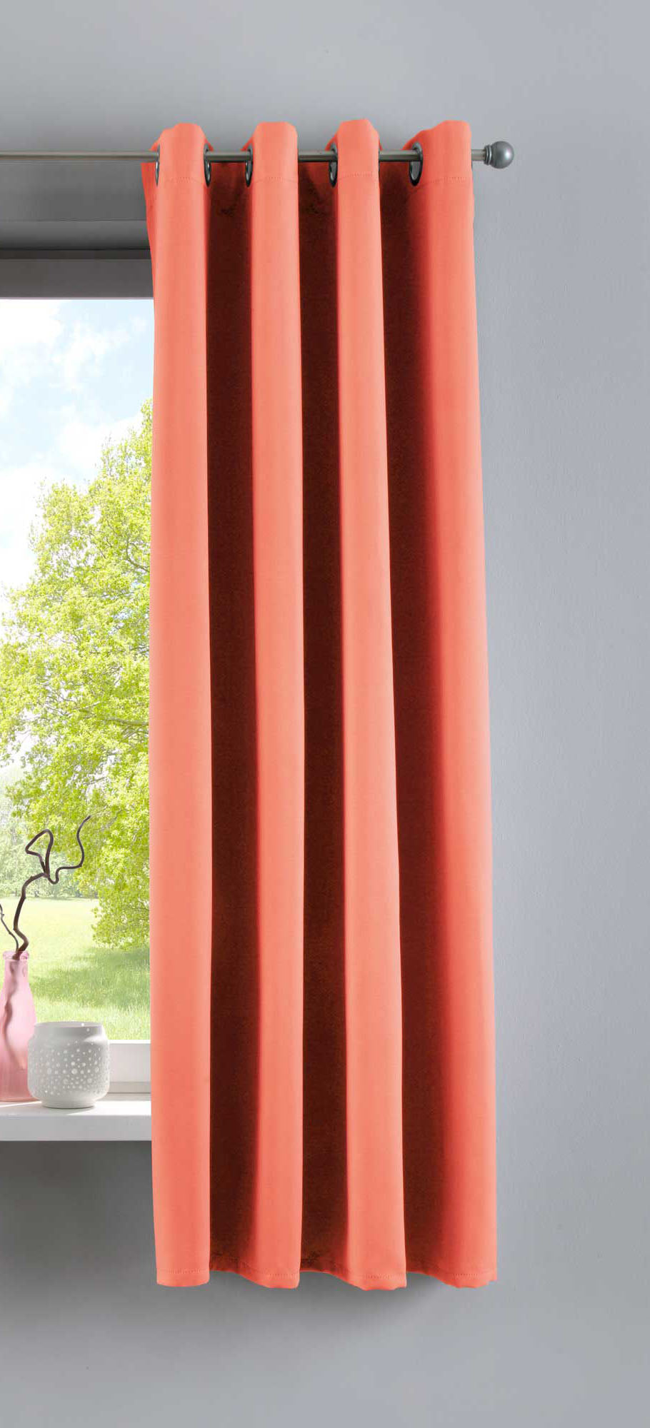 Vorhang Blickdicht »NewYork« 1er-Pack Thermo-Gardine Verdunkelungsvorhang Blackout Ösen schalldämmend UV-Schutz Raffhalter 201920600 Coralle HxB 160x140 cm Vorhang 201920600coralle-160 | Gardinenbox.de