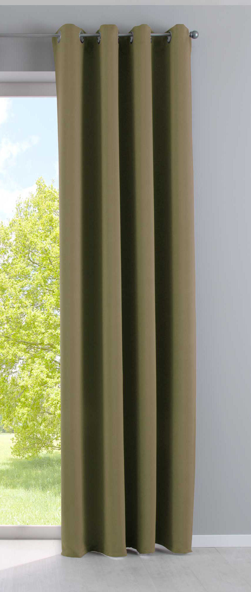 Vorhang Blickdicht »NewYork« 1er-Pack Thermo-Gardine Verdunkelungsvorhang Blackout Ösen schalldämmend UV-Schutz Raffhalter 201920600 Oliv HxB 245x140 cm Vorhang 201920600oliv_d27e3059-cc5f-4d7a-8e2a-4049001e4387 | Gardinenbox.de