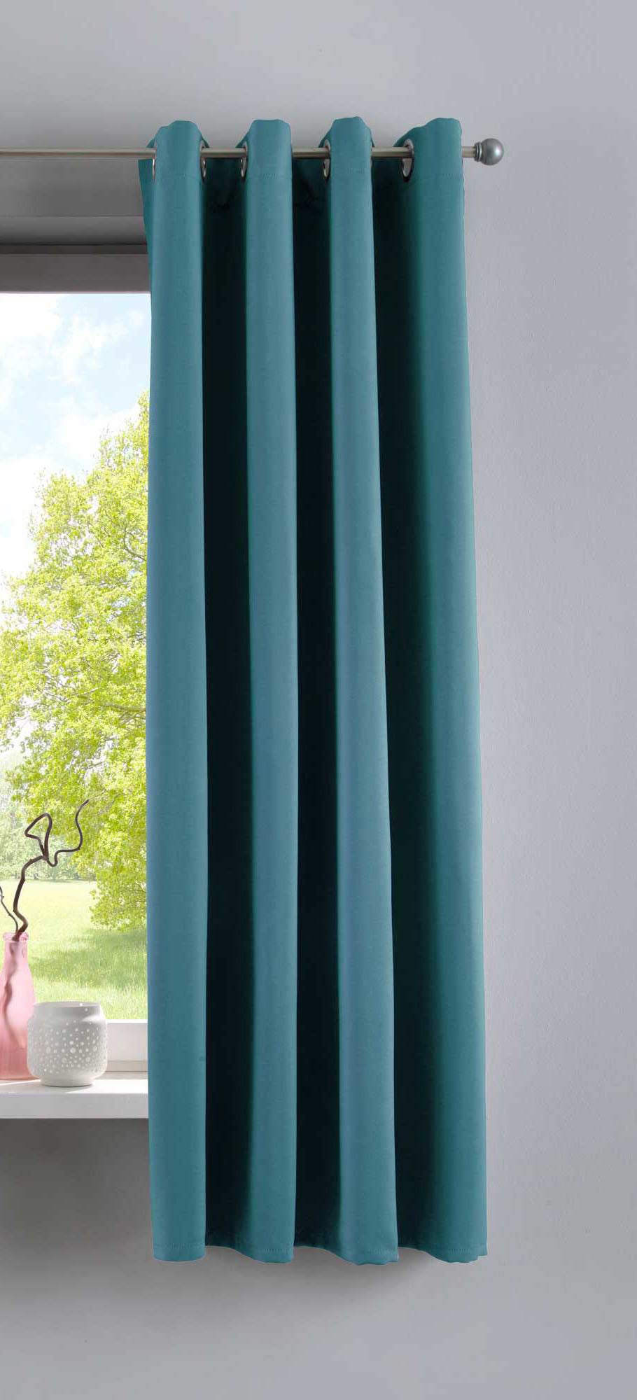 Vorhang Blickdicht »NewYork« 1er-Pack Thermo-Gardine Verdunkelungsvorhang Blackout Ösen schalldämmend UV-Schutz Raffhalter 201920600 Petrol HxB 160x140 cm Vorhang 201920600petrol-160 | Gardinenbox.de