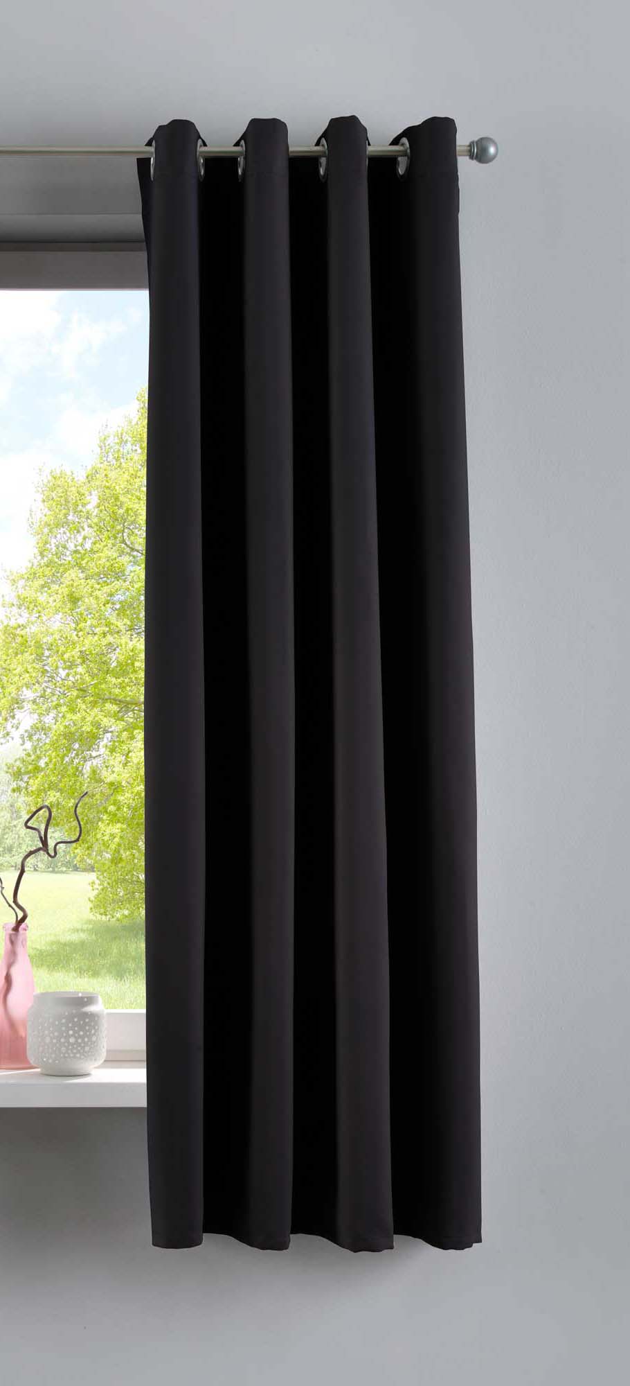 Vorhang Blickdicht »NewYork« 1er-Pack Thermo-Gardine Verdunkelungsvorhang Blackout Ösen schalldämmend UV-Schutz Raffhalter 201920600 Schwarz HxB 160x140 cm Vorhang 201920600schwarz-160 | Gardinenbox.de