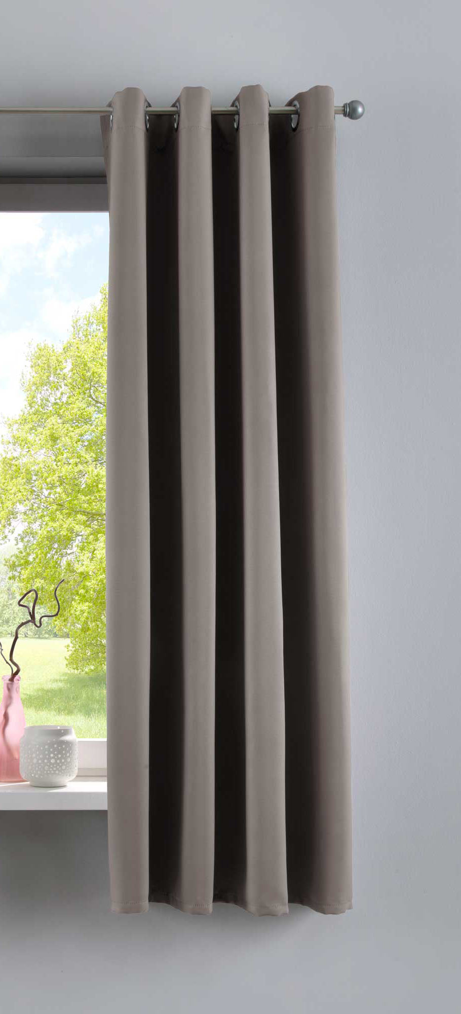 Vorhang Blickdicht »NewYork« 1er-Pack Thermo-Gardine Verdunkelungsvorhang Blackout Ösen schalldämmend UV-Schutz Raffhalter 201920600 Taupe HxB 160x140 cm Vorhang 201920600taupe-160 | Gardinenbox.de