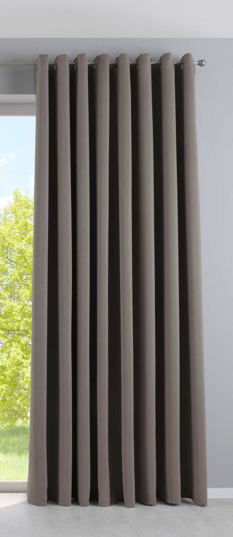 Vorhang Blickdicht »NewYork« 1er-Pack Thermo-Gardine Verdunkelungsvorhang Blackout Ösen schalldämmend UV-Schutz Raffhalter 201920600 Taupe HxB 245x295 cm Vorhang 201920600taupe-295 | Gardinenbox.de
