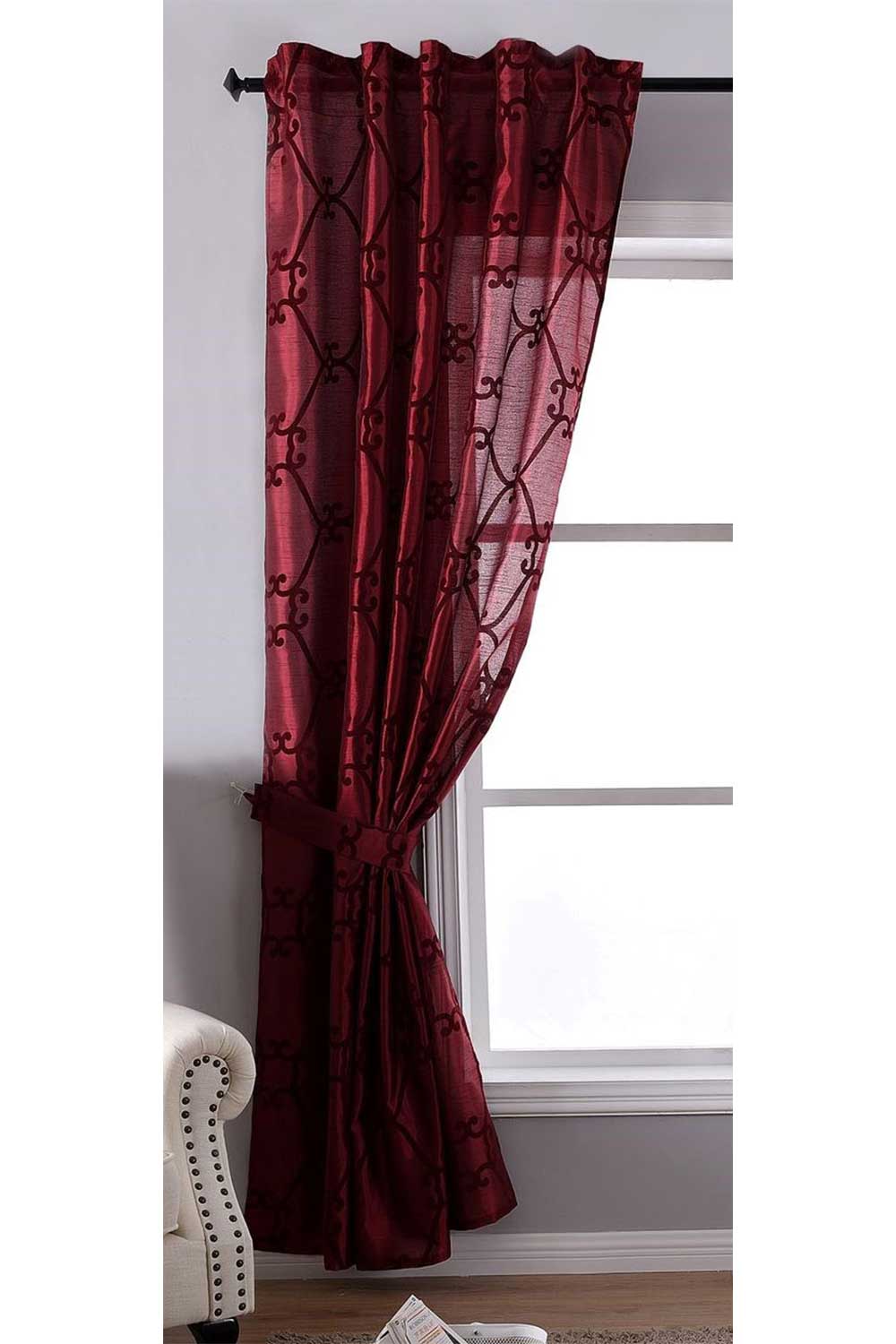 Vorhang Wildseide Optik blickdicht Flockfasern Deko gemustert, blickdicht mit verdecktem Schlaufenband 20200-20210 Bordeaux Florentiner 1er Set HxB 245x140 cm Vorhang 20200-20210bordeaux_florentiner | Gardinenbox.de