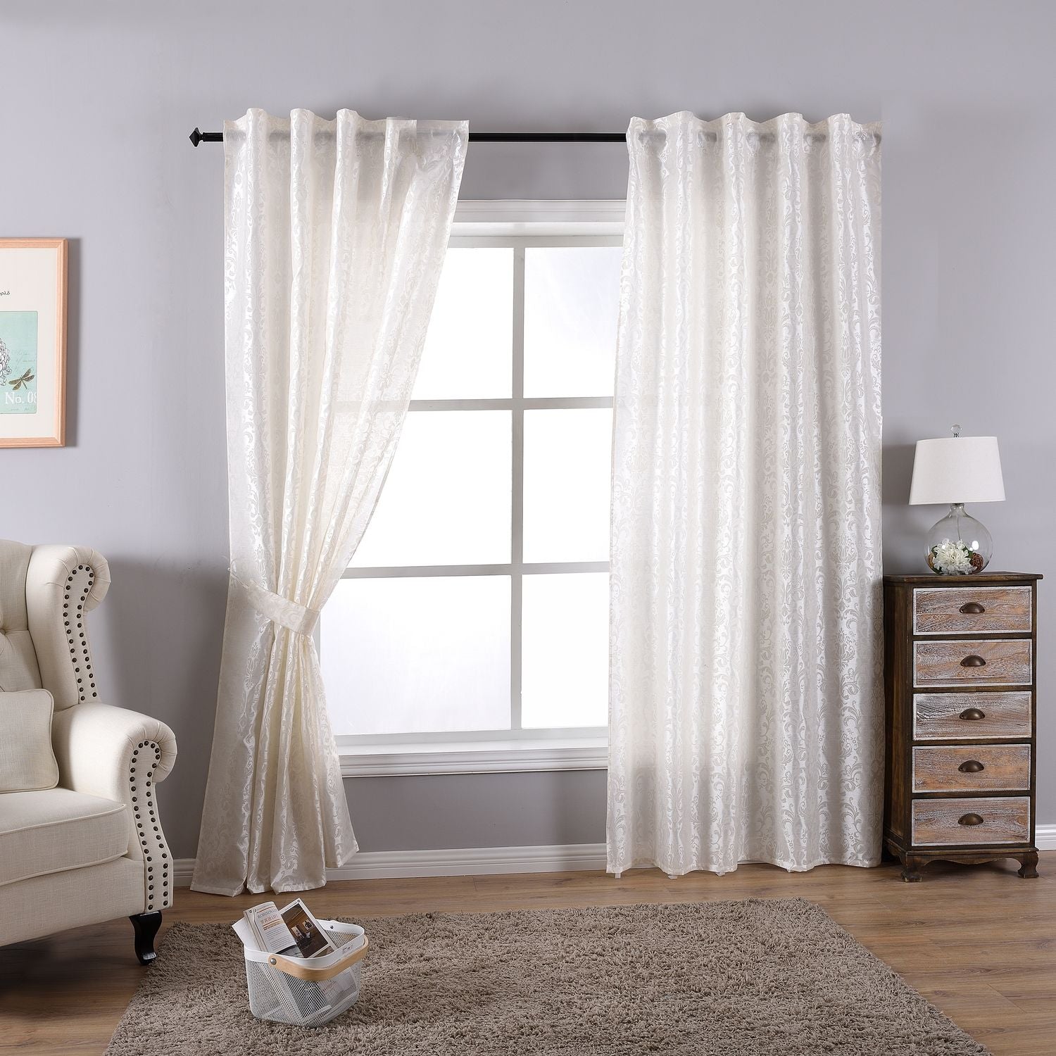 Vorhang Wildseide Optik blickdicht Flockfasern Deko gemustert, blickdicht mit verdecktem Schlaufenband 20200-20210 Creme Barock 2er Set HxB 245x140 cm Vorhang 20200-20210creme_barock-2er | Gardinenbox.de