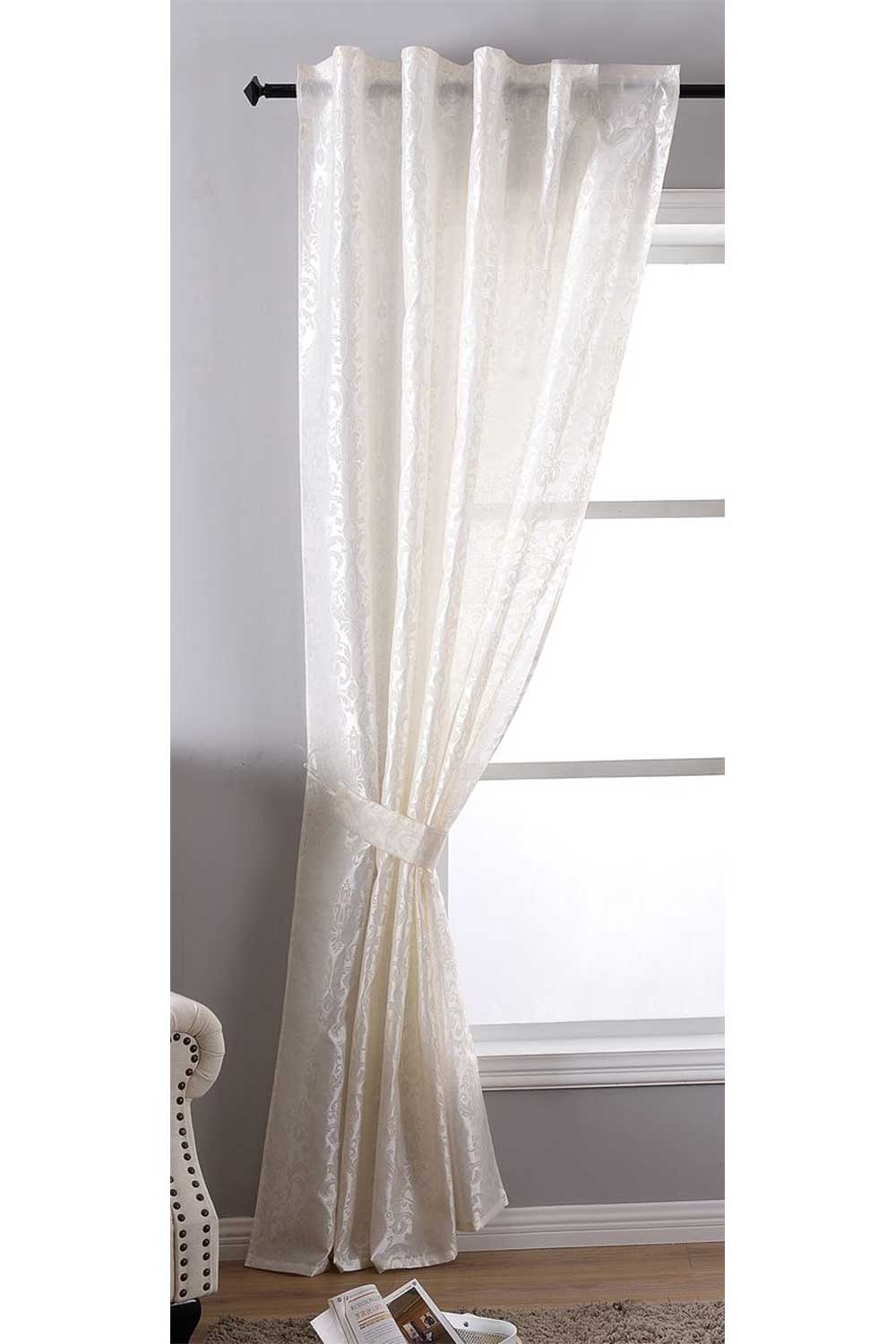 Vorhang Wildseide Optik blickdicht Flockfasern Deko gemustert, blickdicht mit verdecktem Schlaufenband 20200-20210 Creme Barock 1er Set HxB 245x140 cm Vorhang 20200-20210creme_barock | Gardinenbox.de