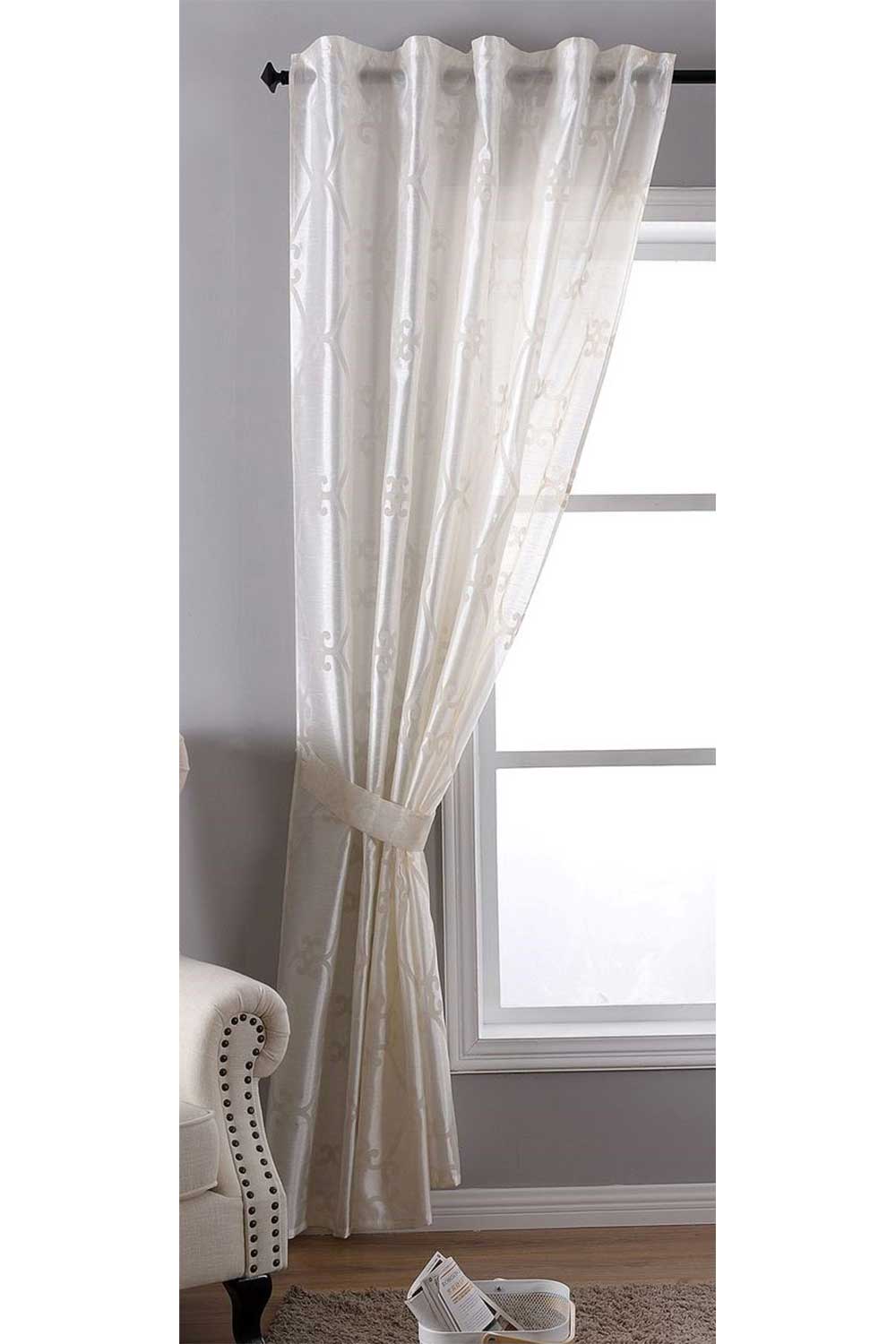 Vorhang Wildseide Optik blickdicht Flockfasern Deko gemustert, blickdicht mit verdecktem Schlaufenband 20200-20210 Creme Florentiner 1er Set HxB 245x140 cm Vorhang 20200-20210creme_florentiner | Gardinenbox.de