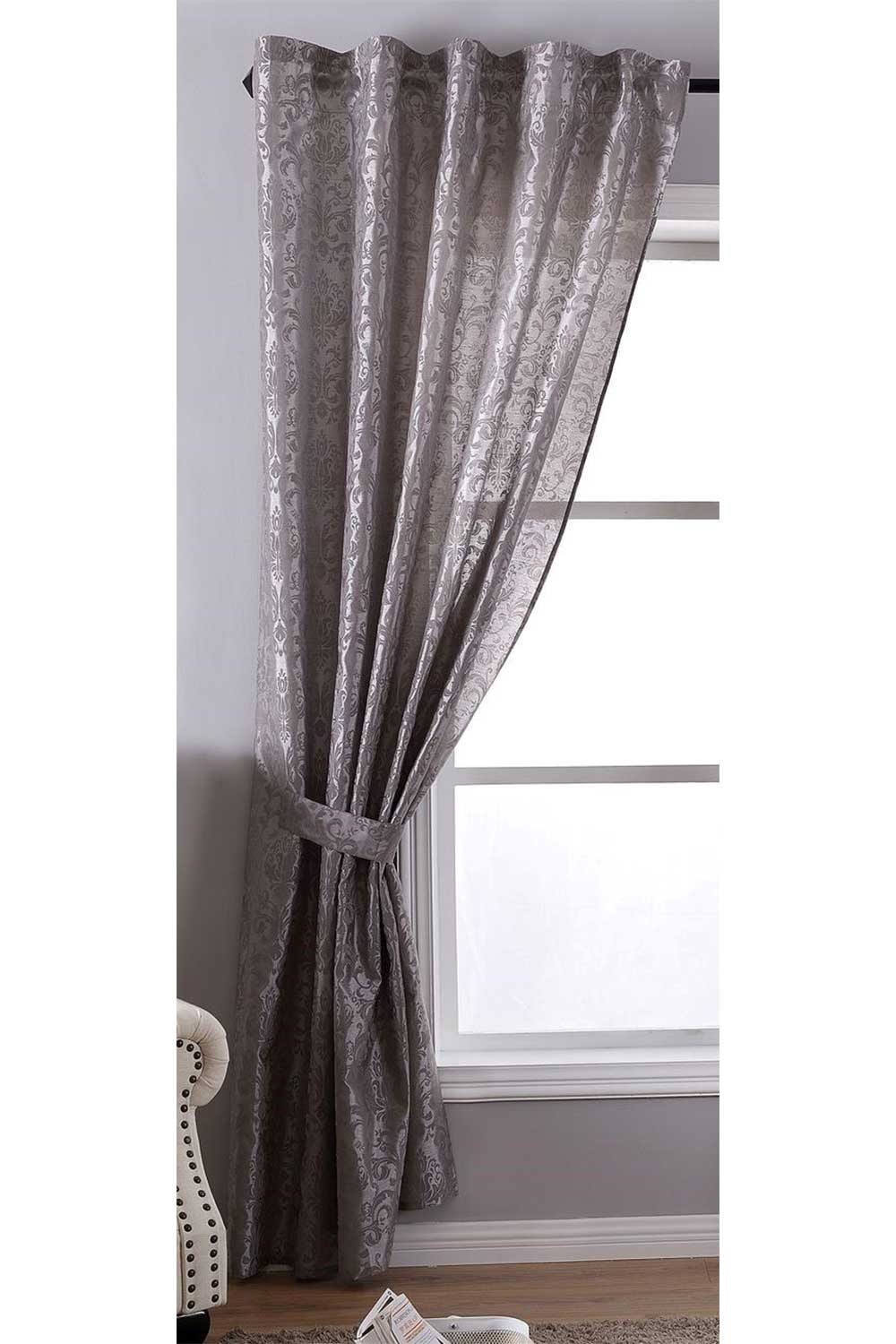 Vorhang Wildseide Optik blickdicht Flockfasern Deko gemustert, blickdicht mit verdecktem Schlaufenband 20200-20210 Grau Barock 1er Set HxB 245x140 cm Vorhang 20200-20210grau_barock | Gardinenbox.de