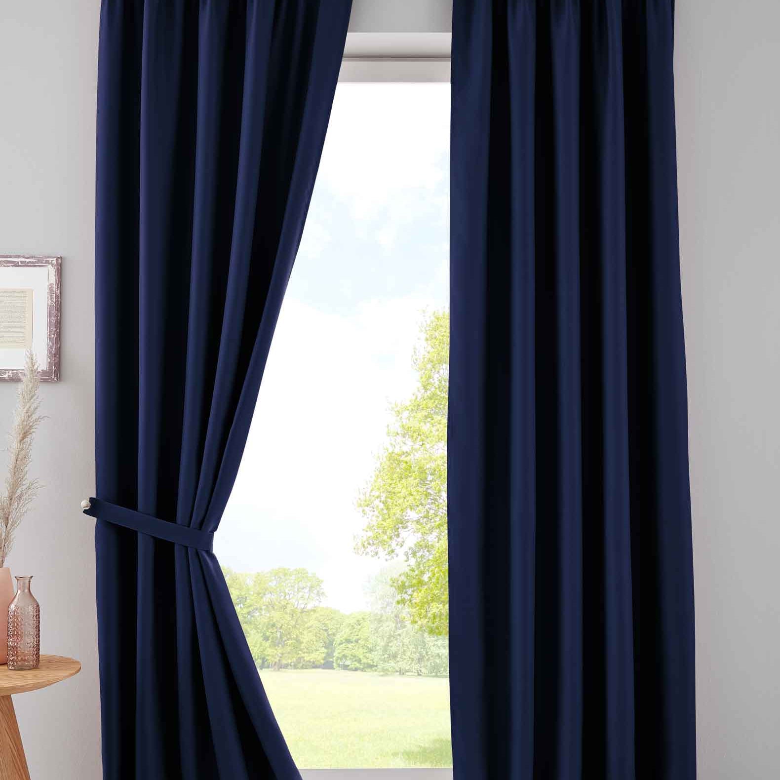 2er Set Verdunkelungsvorhänge Blickdicht »NewYork« verdeckte Schlaufen Thermo-Gardine Blackout schalldämmend Kräuselband 202020610-2 Blau HxB 225x295 cm Vorhang Set 202020610-2blau | Gardinenbox.de