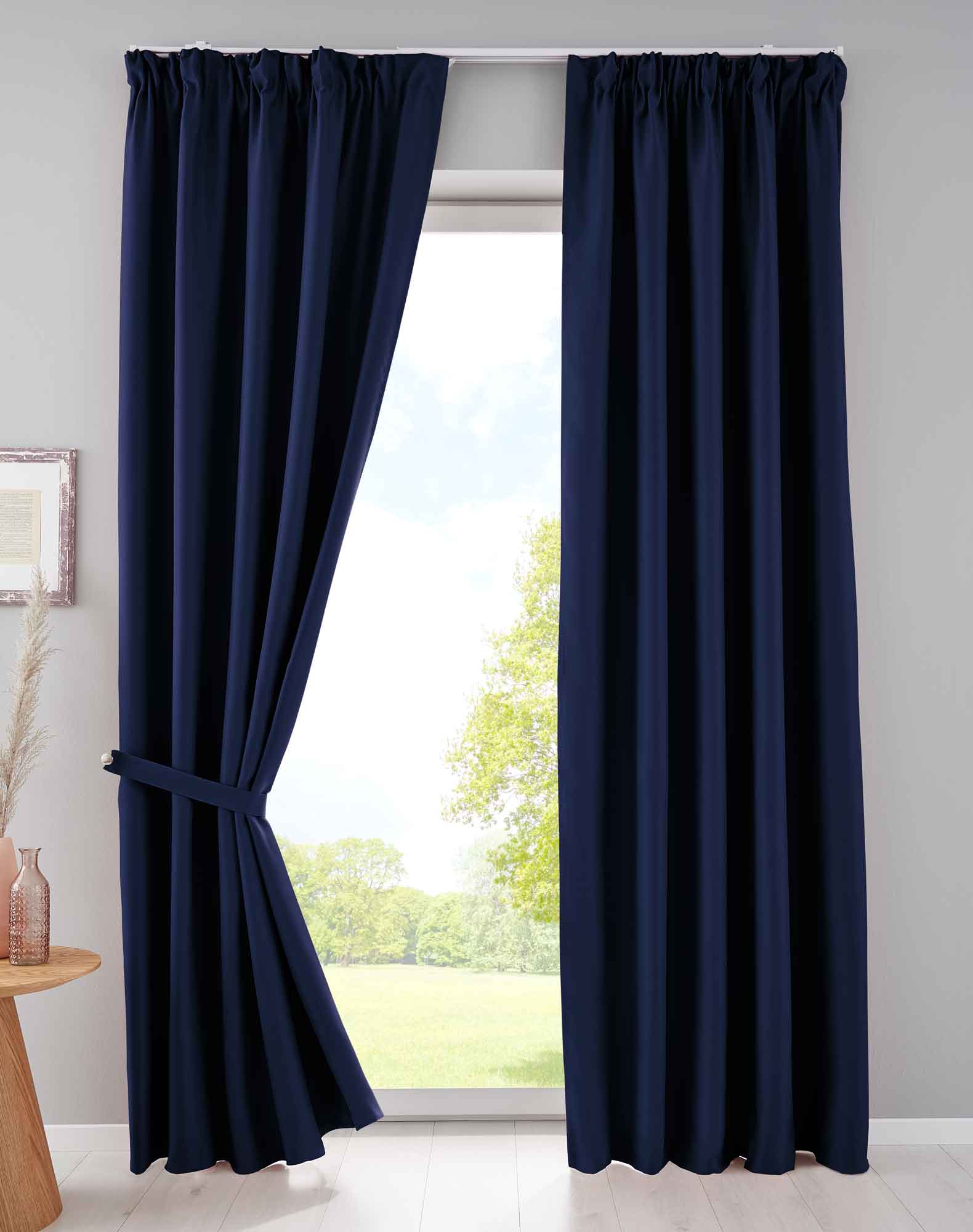 2er Set Verdunkelungsvorhänge Blickdicht »NewYork« verdeckte Schlaufen Thermo-Gardine Blackout schalldämmend Kräuselband 202020610-2 Blau HxB 225x140 cm Vorhang Set 202020610-2blau_55959f52-819d-45be-9b04-f03a6ecd7fba | Gardinenbox.de