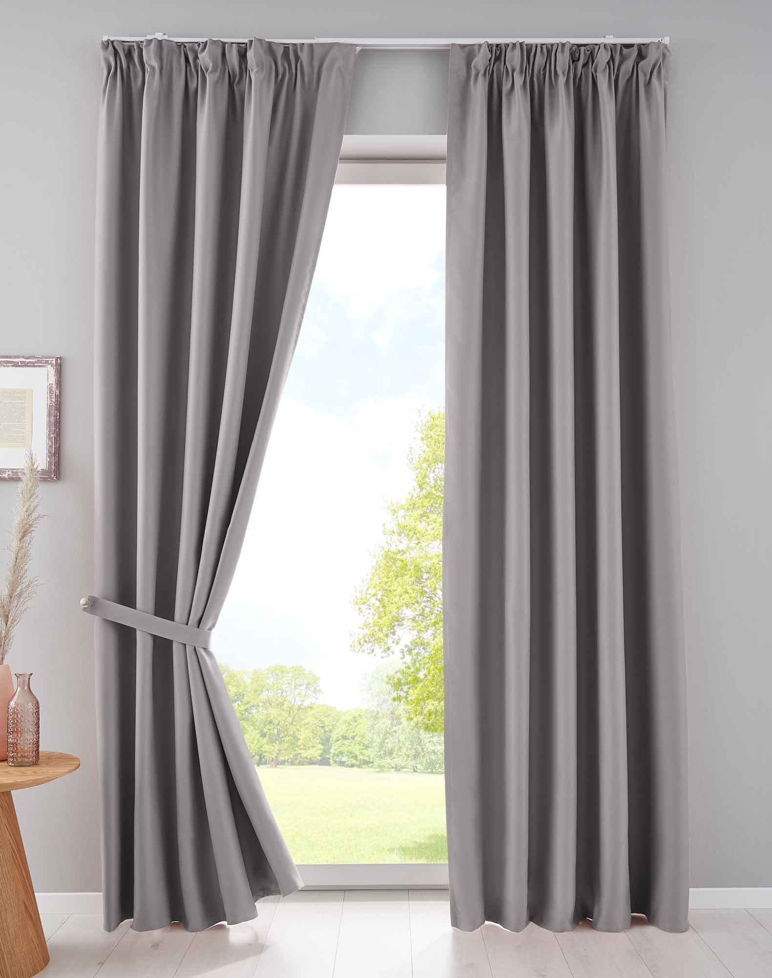 2er Set Verdunkelungsvorhänge Blickdicht »NewYork« verdeckte Schlaufen Thermo-Gardine Blackout schalldämmend Kräuselband 202020610-2 Grau HxB 225x140 cm Vorhang Set 202020610-2grau_39e5d31f-1b54-489b-82af-e121ea896068 | Gardinenbox.de