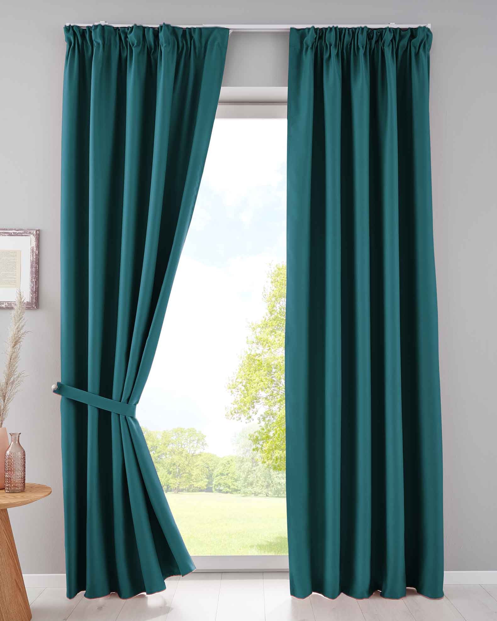 2er Set Verdunkelungsvorhänge Blickdicht »NewYork« verdeckte Schlaufen Thermo-Gardine Blackout schalldämmend Kräuselband 202020610-2 Petrol HxB 225x295 cm Vorhang Set 202020610-2petrol | Gardinenbox.de