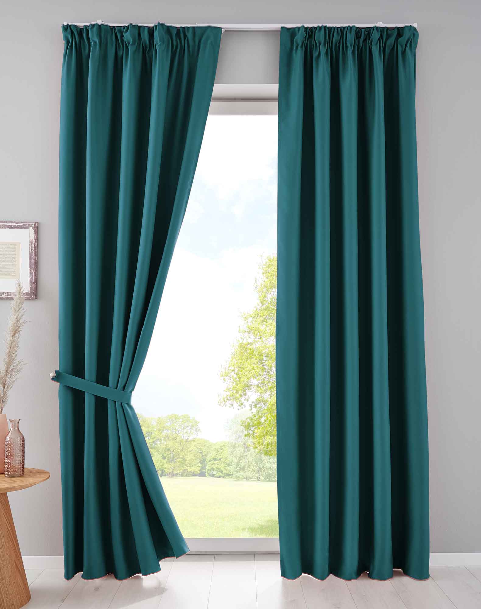 2er Set Verdunkelungsvorhänge Blickdicht »NewYork« verdeckte Schlaufen Thermo-Gardine Blackout schalldämmend Kräuselband 202020610-2 Petrol HxB 225x295 cm Vorhang Set 202020610-2petrol | Gardinenbox.de