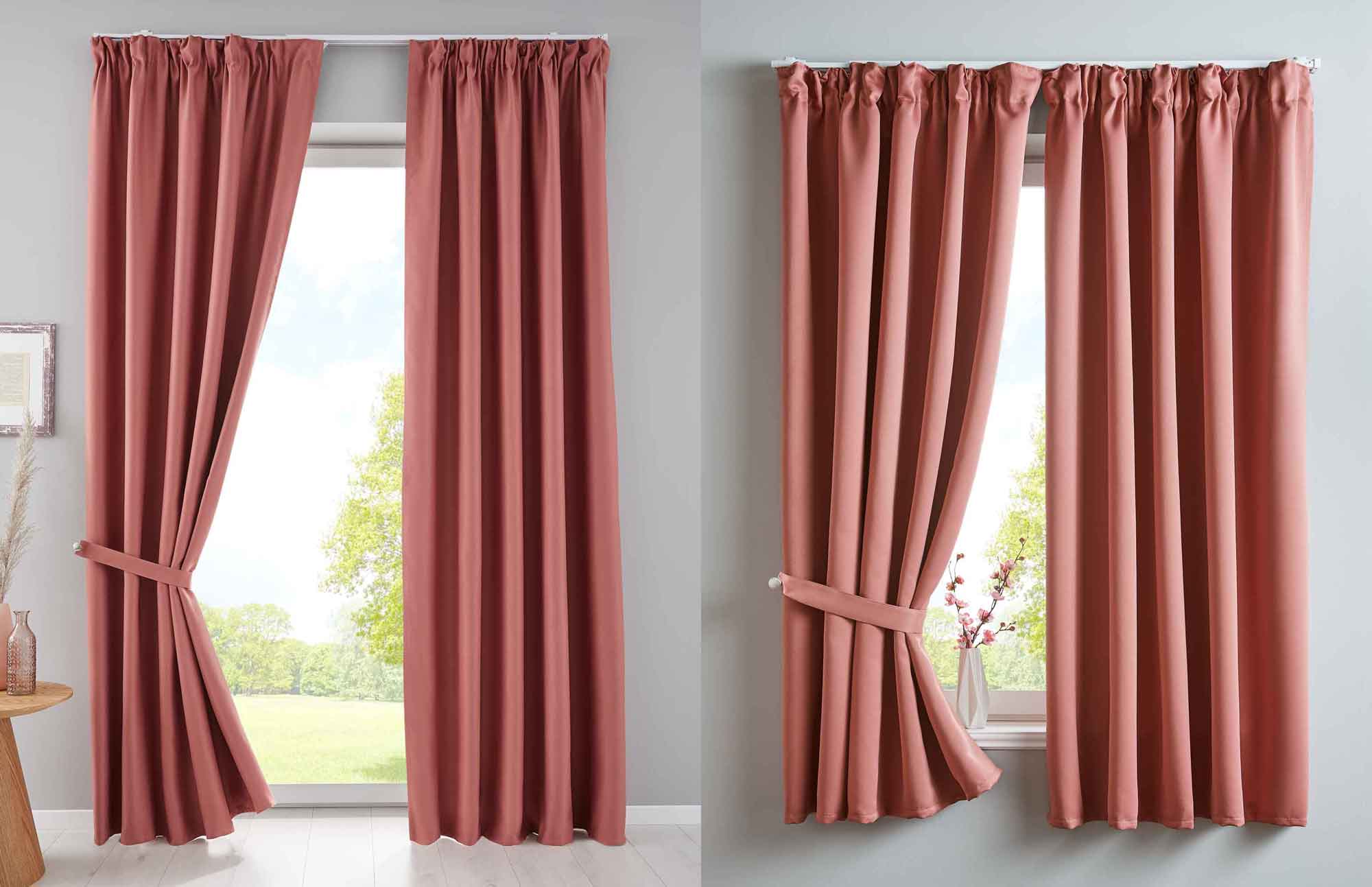2er Set Verdunkelungsvorhänge Blickdicht »NewYork« verdeckte Schlaufen Thermo-Gardine Blackout schalldämmend Kräuselband 202020610-2 Vorhang Set 202020610altrosa-kombi | Gardinenbox.de