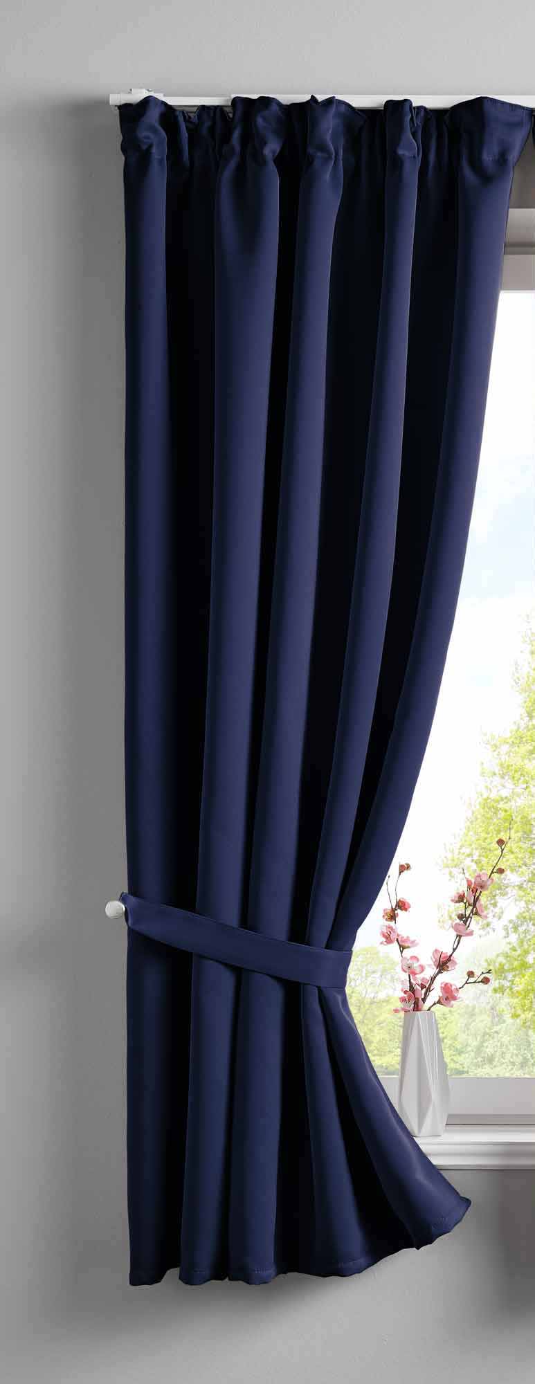 Vorhang Blickdicht »NewYork« verdeckte Schlaufen 1er-Pack Thermo-Gardine Verdunkelungsvorhang Blackout schalldämmend Kräuselband Raffhalter 202020610 Blau HxB 160x140 cm Vorhang 202020610blau-160 | Gardinenbox.de