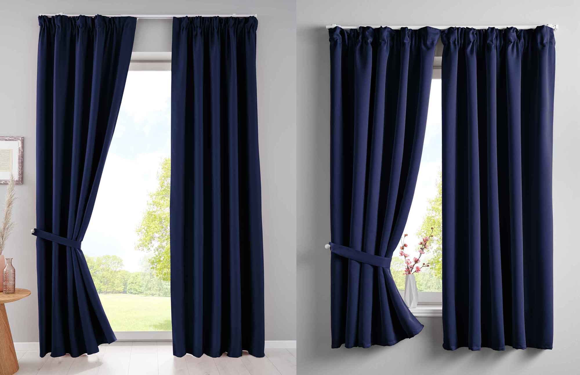 Vorhang Blickdicht »NewYork« verdeckte Schlaufen 1er-Pack Thermo-Gardine Verdunkelungsvorhang Blackout schalldämmend Kräuselband Raffhalter 202020610 Vorhang 202020610blau-kombi_250a0388-d740-4996-aebe-208bf0021d85 | Gardinenbox.de