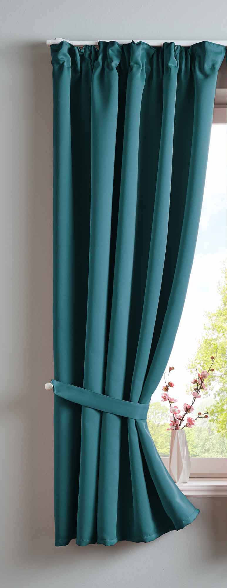 Vorhang Blickdicht »NewYork« verdeckte Schlaufen 1er-Pack Thermo-Gardine Verdunkelungsvorhang Blackout schalldämmend Kräuselband Raffhalter 202020610 Petrol HxB 160x140 cm Vorhang 202020610petrol-160 | Gardinenbox.de