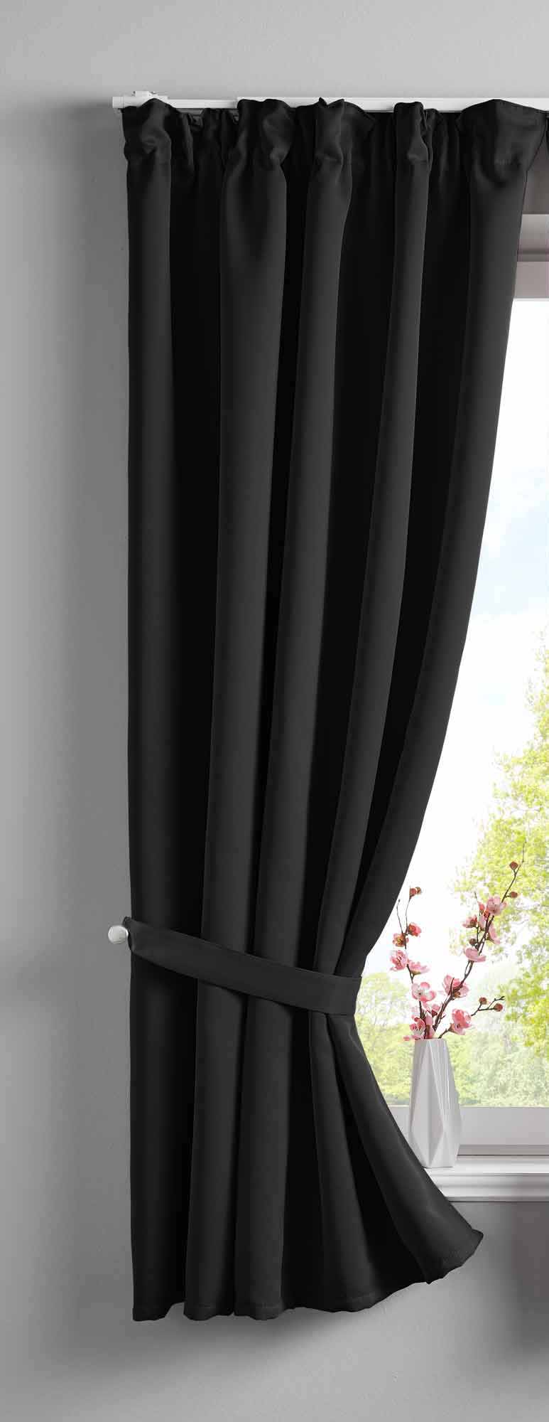 Vorhang Blickdicht »NewYork« verdeckte Schlaufen 1er-Pack Thermo-Gardine Verdunkelungsvorhang Blackout schalldämmend Kräuselband Raffhalter 202020610 Schwarz HxB 160x140 cm Vorhang 202020610schwarz-160 | Gardinenbox.de