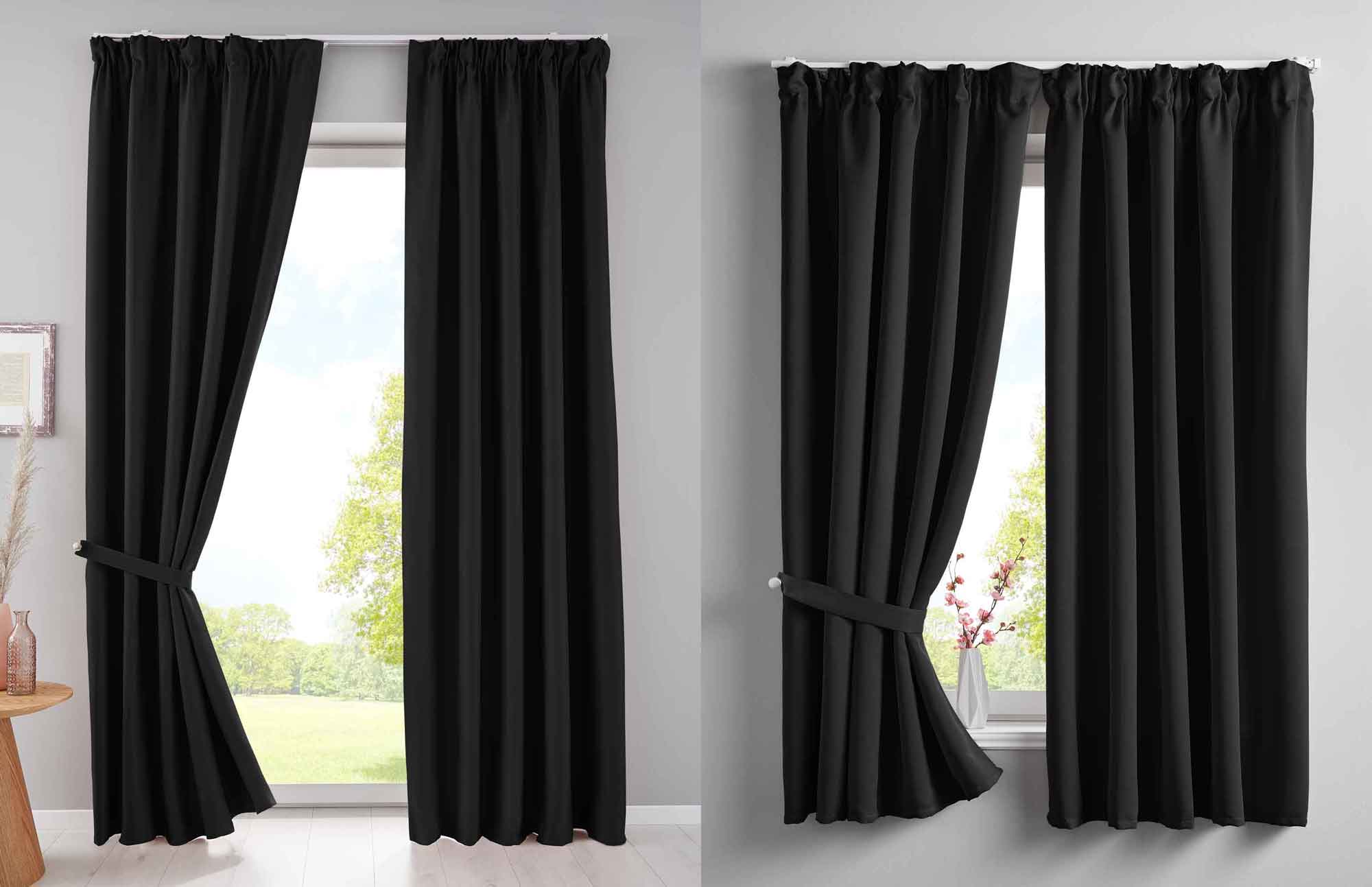 Vorhang Blickdicht »NewYork« verdeckte Schlaufen 1er-Pack Thermo-Gardine Verdunkelungsvorhang Blackout schalldämmend Kräuselband Raffhalter 202020610 Vorhang 202020610schwarz-kombi_27db7d30-2172-41fe-8d40-e5a74007a4fd | Gardinenbox.de