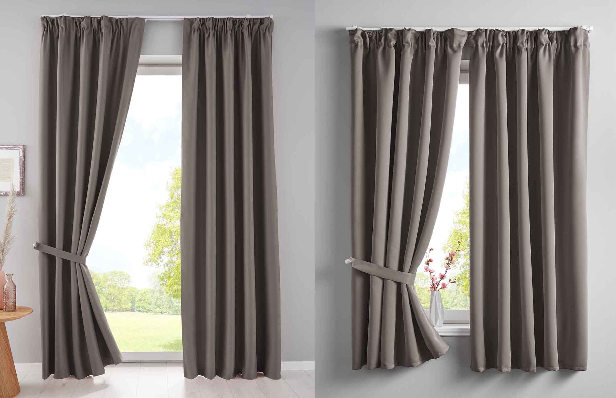 Vorhang Blickdicht »NewYork« verdeckte Schlaufen 1er-Pack Thermo-Gardine Verdunkelungsvorhang Blackout schalldämmend Kräuselband Raffhalter 202020610 Vorhang 202020610taupe-kombi_93f6eab0-5432-4dcb-ae0f-33f9c40985c1 | Gardinenbox.de