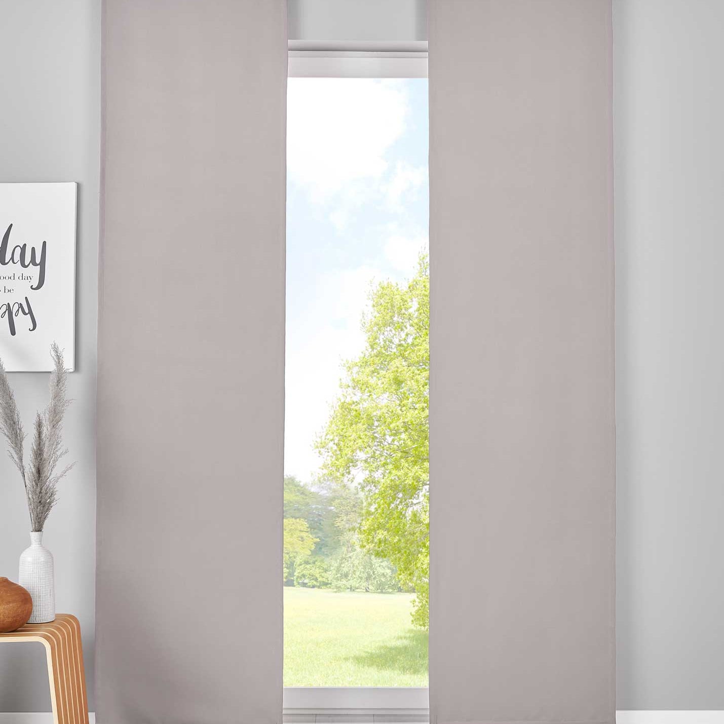 2er Set Verdunkelung Schiebegardinen »NewYork« Flächenvorhänge Paneelwagen Blickdicht Thermo-Schiebevorhang 202020680-2 Grau HxB 245x60 cm Schiebegardine 202020680-2grau | Gardinenbox.de