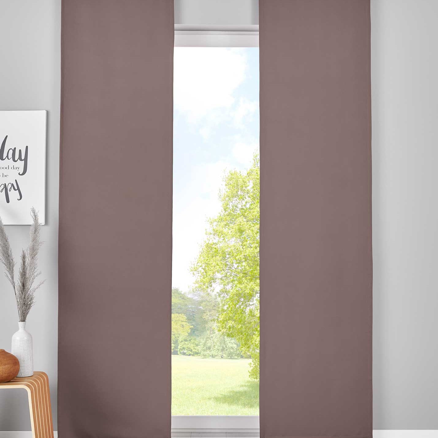 2er Set Verdunkelung Schiebegardinen »NewYork« Flächenvorhänge Paneelwagen Blickdicht Thermo-Schiebevorhang 202020680-2 Taupe HxB 245x60 cm Schiebegardine 202020680-2taupe | Gardinenbox.de