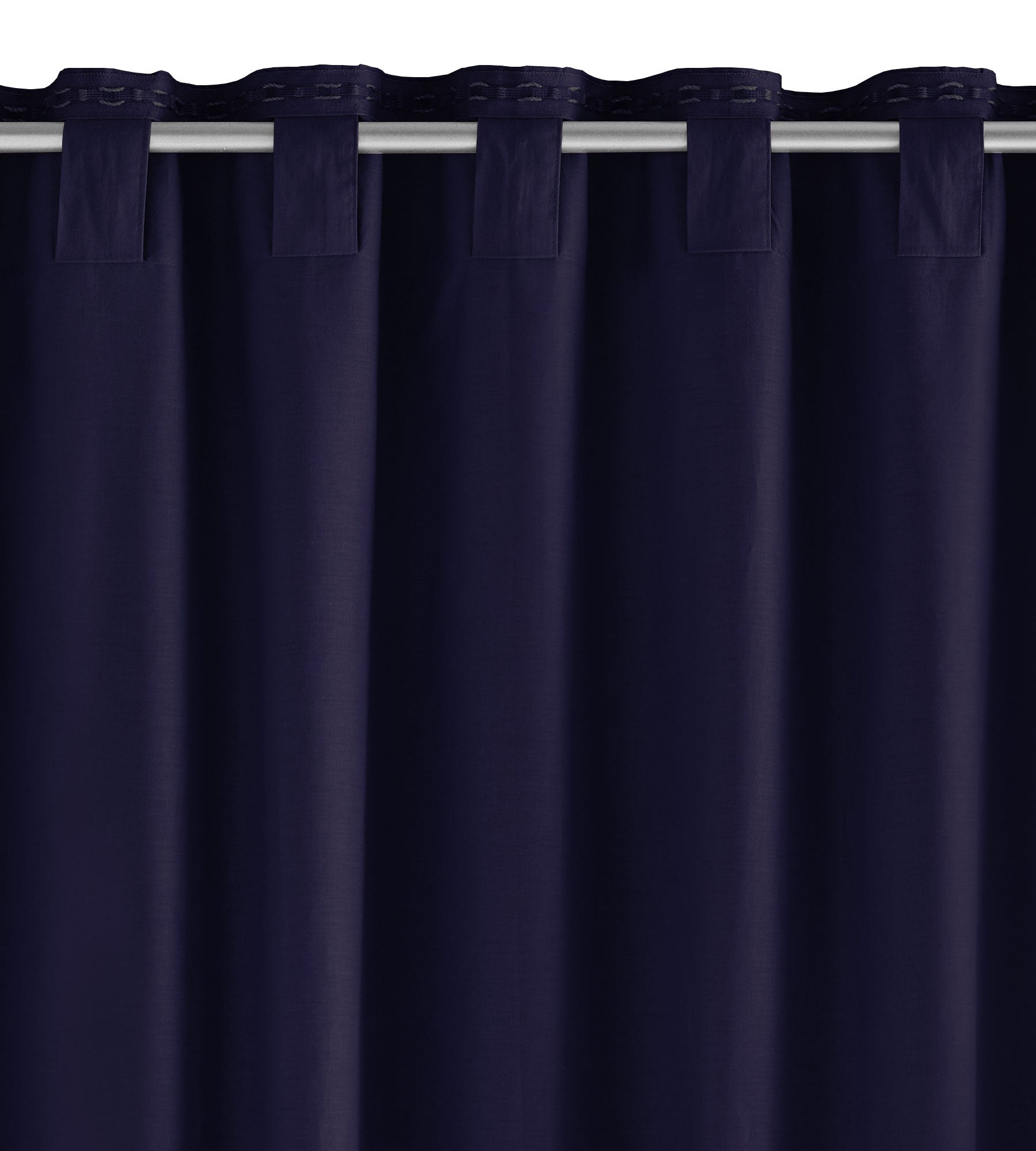 2er Set Bio Organic Vorhänge »Bremen« Reine Bio Baumwolle Blickdicht Gardinen Verdeckte Schlaufen Gardinenband Pflegeleicht 202088 Vorhang Set 202088_stange_dunkelblau | Gardinenbox.de