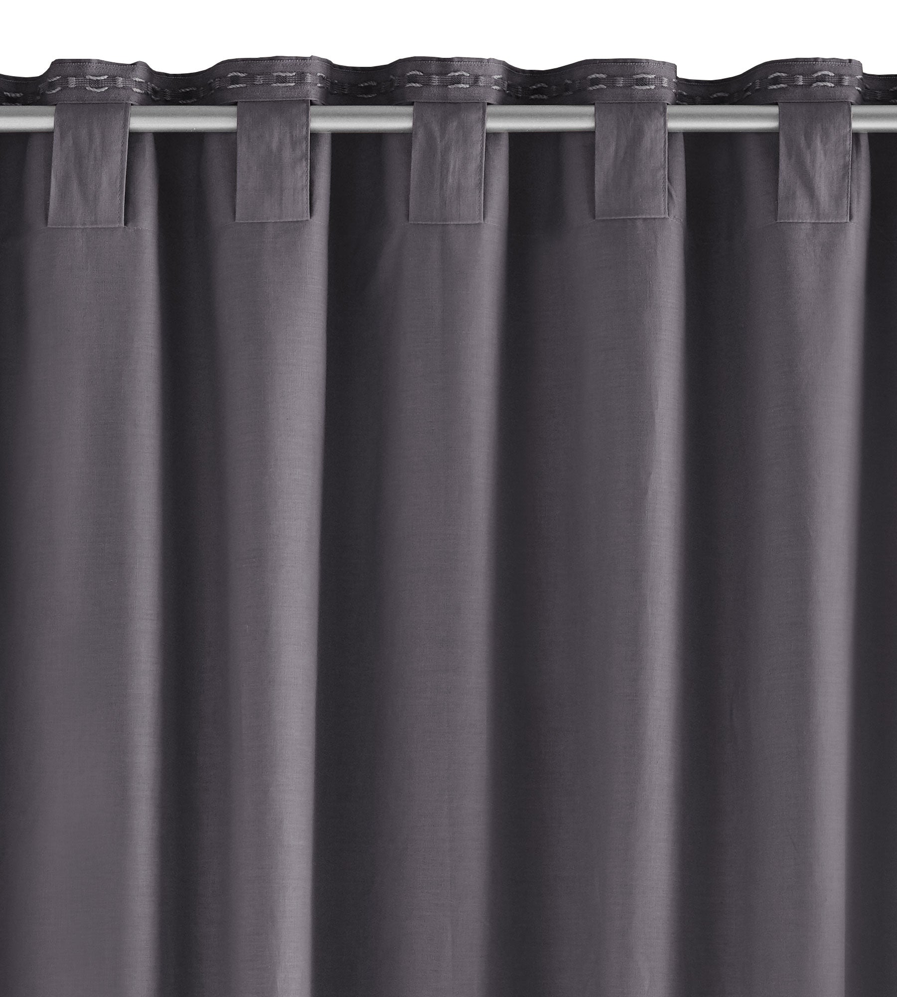 2er Set Bio Organic Vorhänge »Bremen« Reine Bio Baumwolle Blickdicht Gardinen Verdeckte Schlaufen Gardinenband Pflegeleicht 202088 Vorhang Set 202088_stange_dunkelgrau | Gardinenbox.de