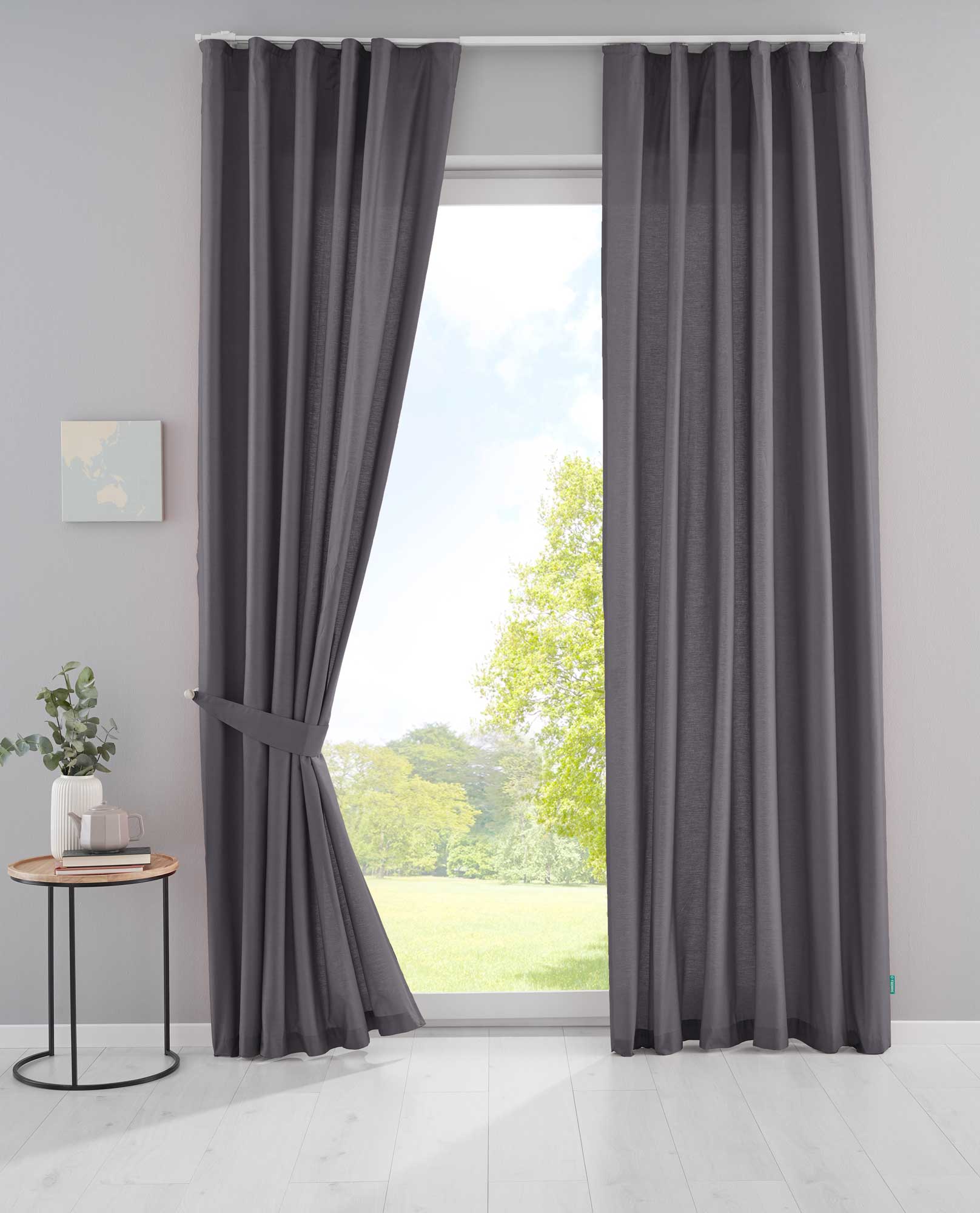 2er Set Bio Organic Vorhänge »Bremen« Reine Bio Baumwolle Blickdicht Gardinen Verdeckte Schlaufen Gardinenband Pflegeleicht 202088 Dunkelgrau HxB 250x145 cm Vorhang Set 202088dunkelgrau_23893374-d5c1-4845-baf9-8f88008168a3 | Gardinenbox.de