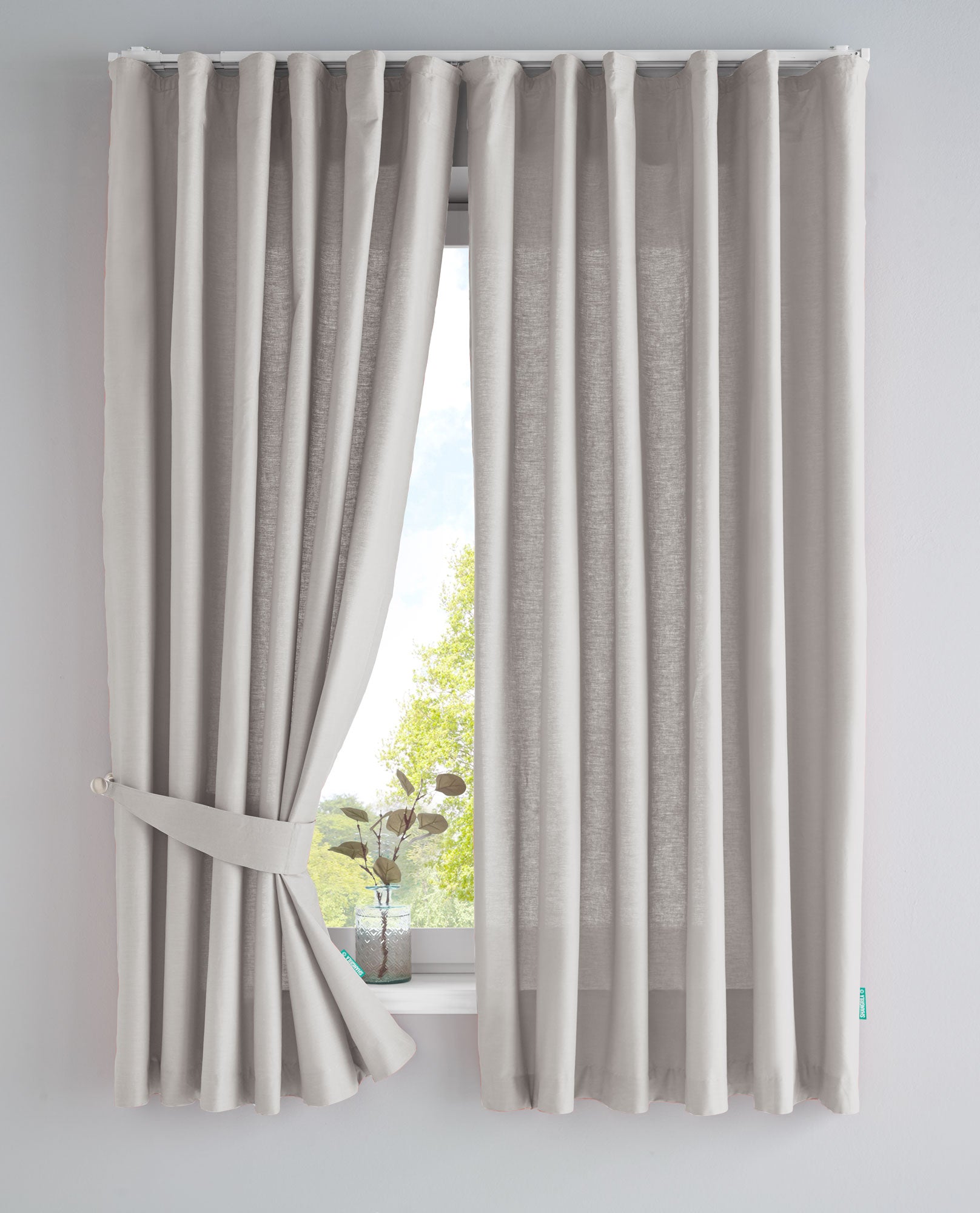 2er Set Bio Organic Vorhänge »Bremen« Reine Bio Baumwolle Blickdicht Gardinen Verdeckte Schlaufen Gardinenband Pflegeleicht 202088 Stein HxB 160x145 cm Vorhang Set 202088stein-160 | Gardinenbox.de