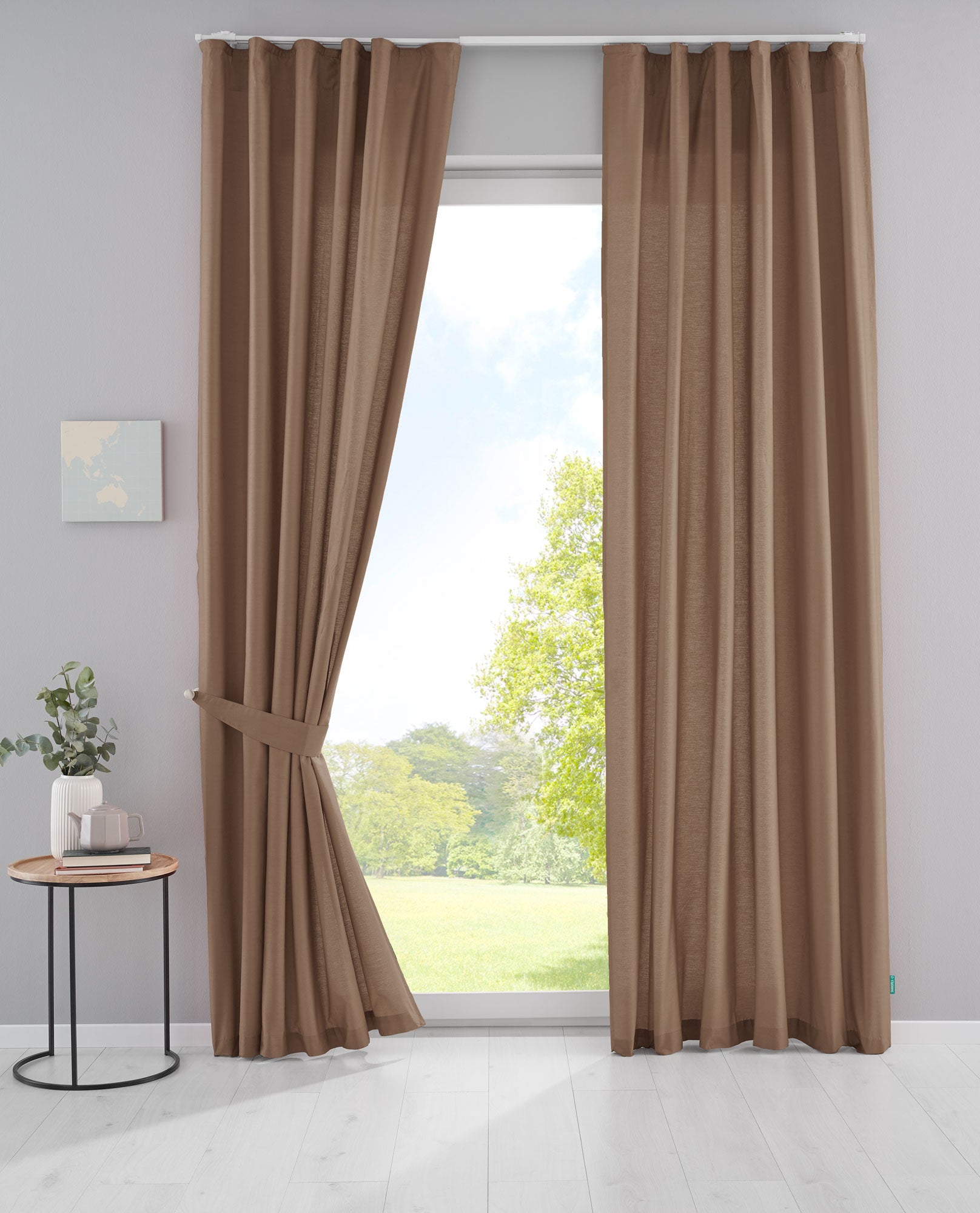 2er Set Bio Organic Vorhänge »Bremen« Reine Bio Baumwolle Blickdicht Gardinen Verdeckte Schlaufen Gardinenband Pflegeleicht 202088 Taupe HxB 225x145 cm Vorhang Set 202088taupe | Gardinenbox.de