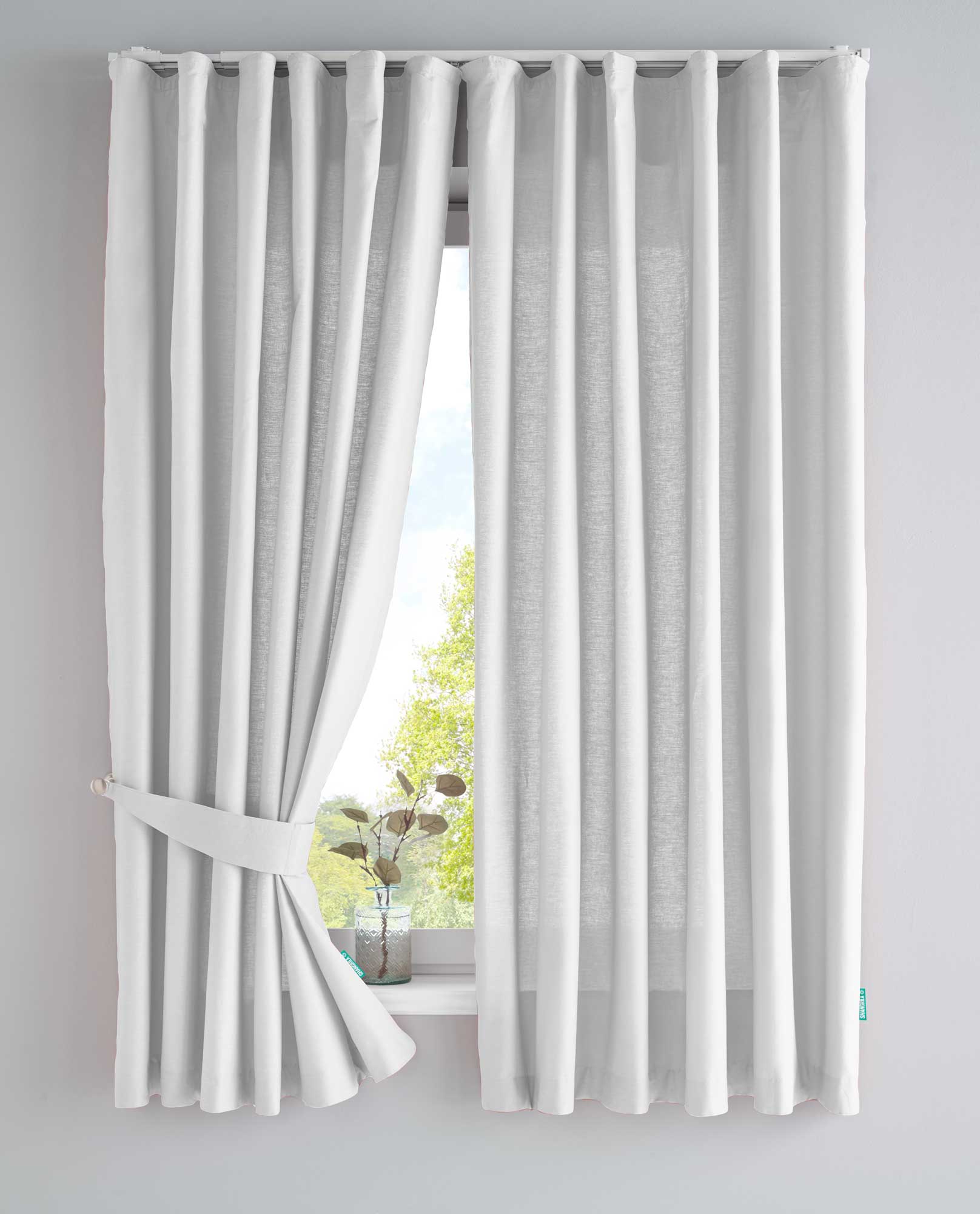 2er Set Bio Organic Vorhänge »Bremen« Reine Bio Baumwolle Blickdicht Gardinen Verdeckte Schlaufen Gardinenband Pflegeleicht 202088 Weiß HxB 160x145 cm Vorhang Set 202088weiss-160 | Gardinenbox.de