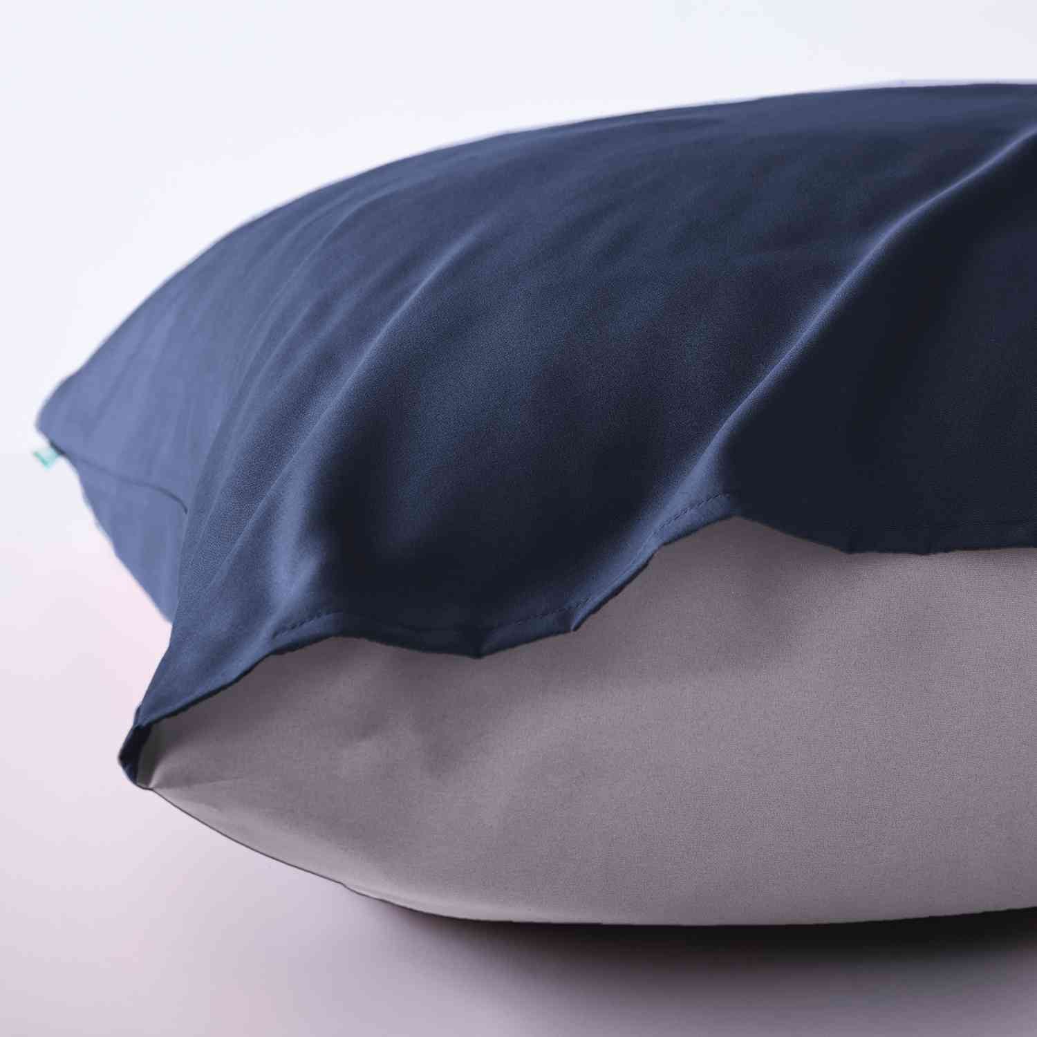 Bio Baumwolle Bettwäsche Set »Bremen« Kissenbezug Bettbezug Reißverschluss Hautfreundlich 202091 Bettwäsche 202090_08-Dunkelblau-Grau_2 | Gardinenbox.de