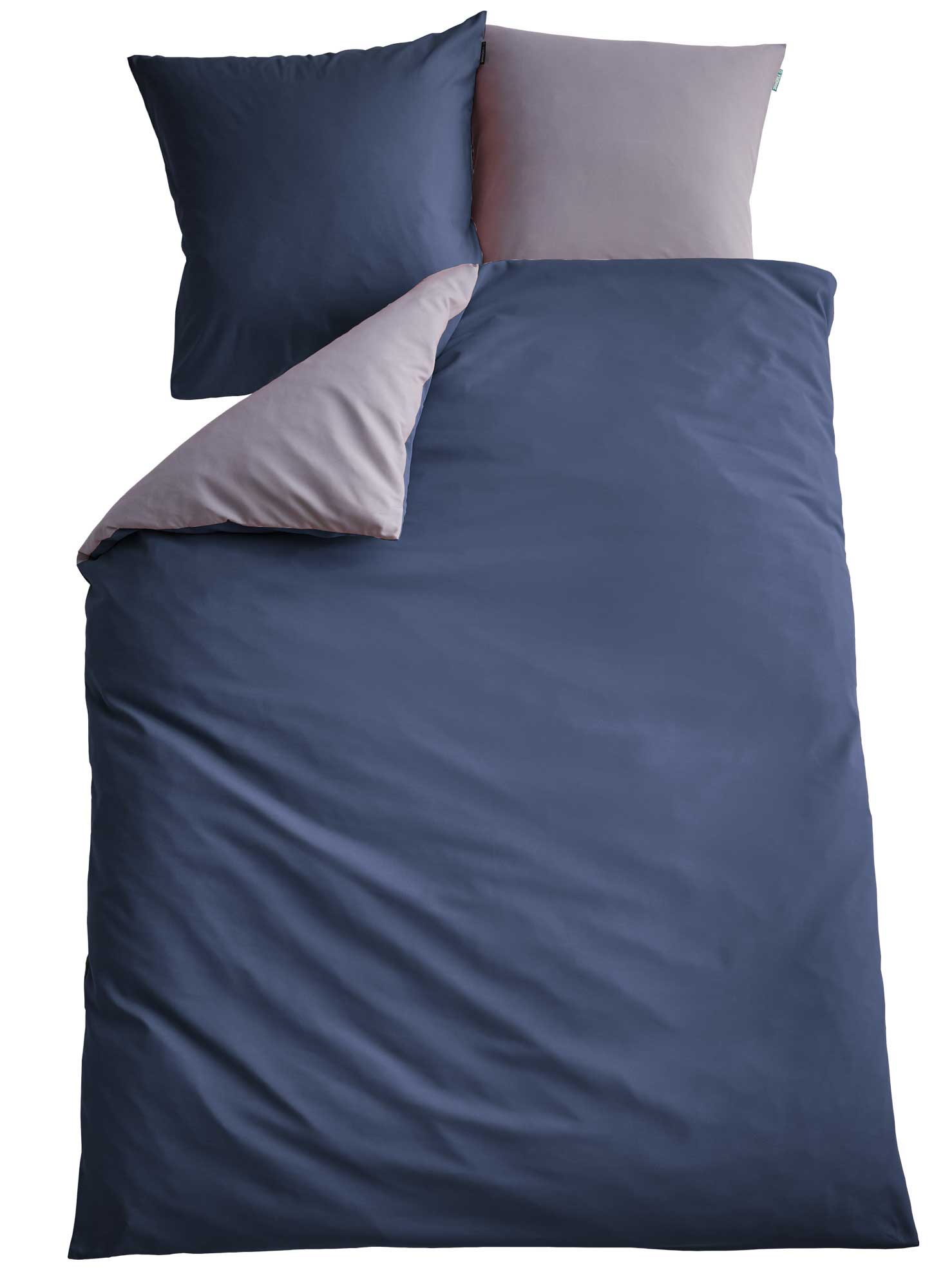 Bio Baumwolle Bettwäsche Set »Bremen« Kissenbezug Bettbezug Reißverschluss Hautfreundlich 202091 Bettwäsche 202090_dunkelblau_grau_1_2 | Gardinenbox.de