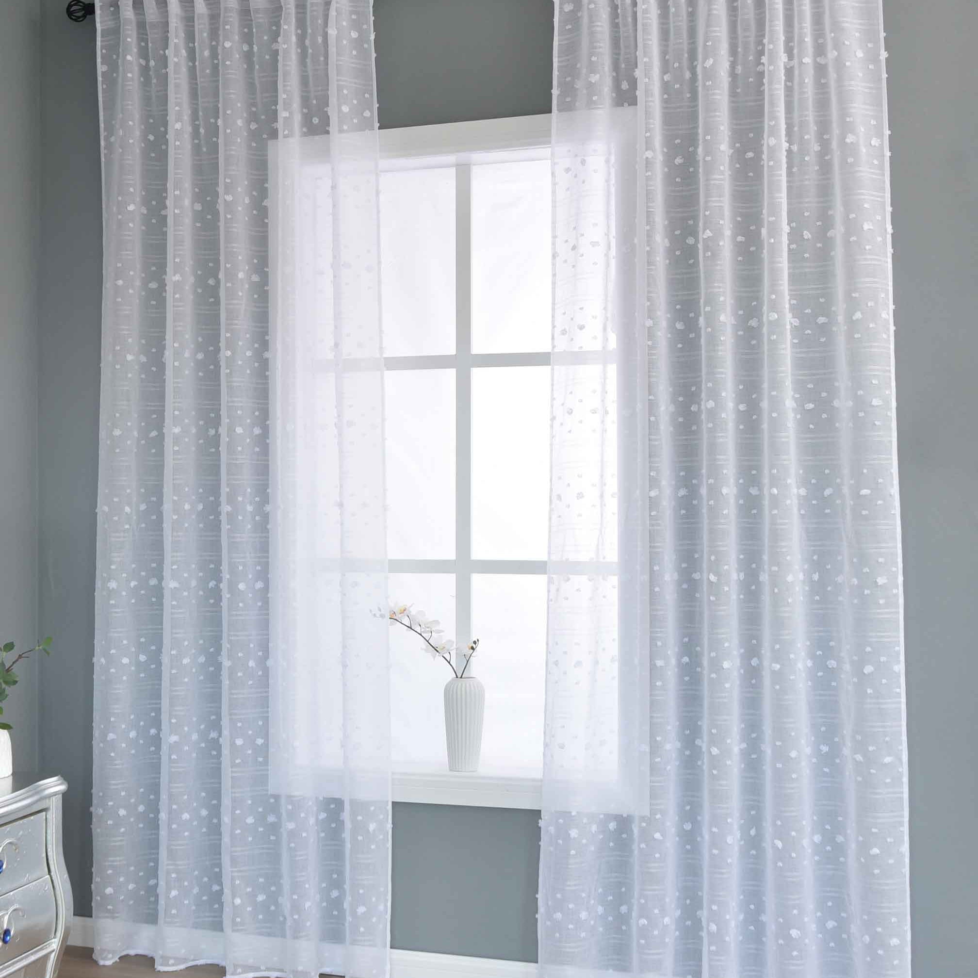 2er Set Gardine »VALENCIA« Multiband Aufhängung Scherli Transparent Leinen-Optik 2023400-408S-2 Natur Pompom Gardinen Set 2023400-408S-2natur_pompom | Gardinenbox.de