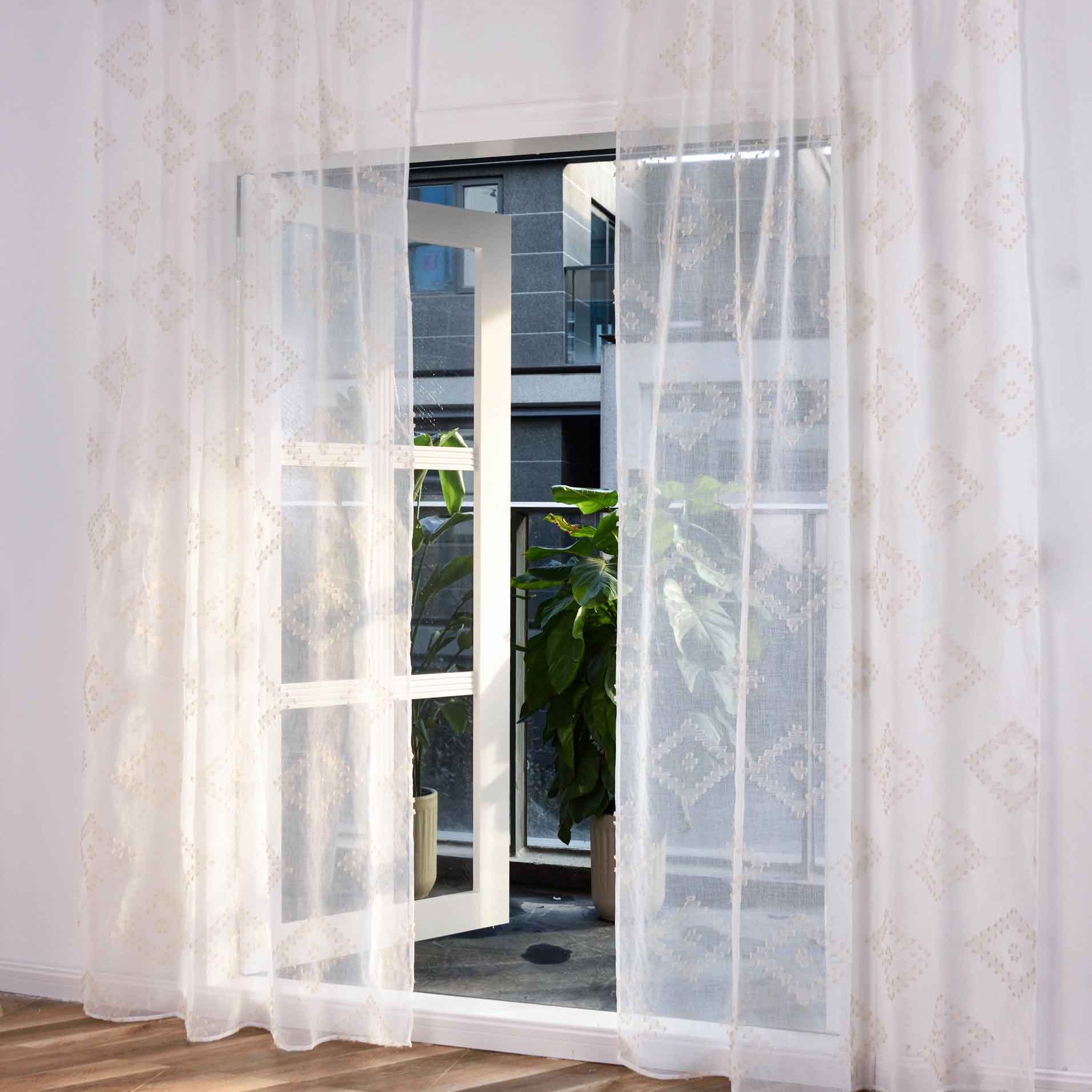 2er Set Gardine »VALENCIA« Multiband Aufhängung Scherli Transparent Leinen-Optik 2023400-408S-2 Natur Taupe Chevron Gardinen Set 2023400-408S-2natur_taupe_chevron | Gardinenbox.de