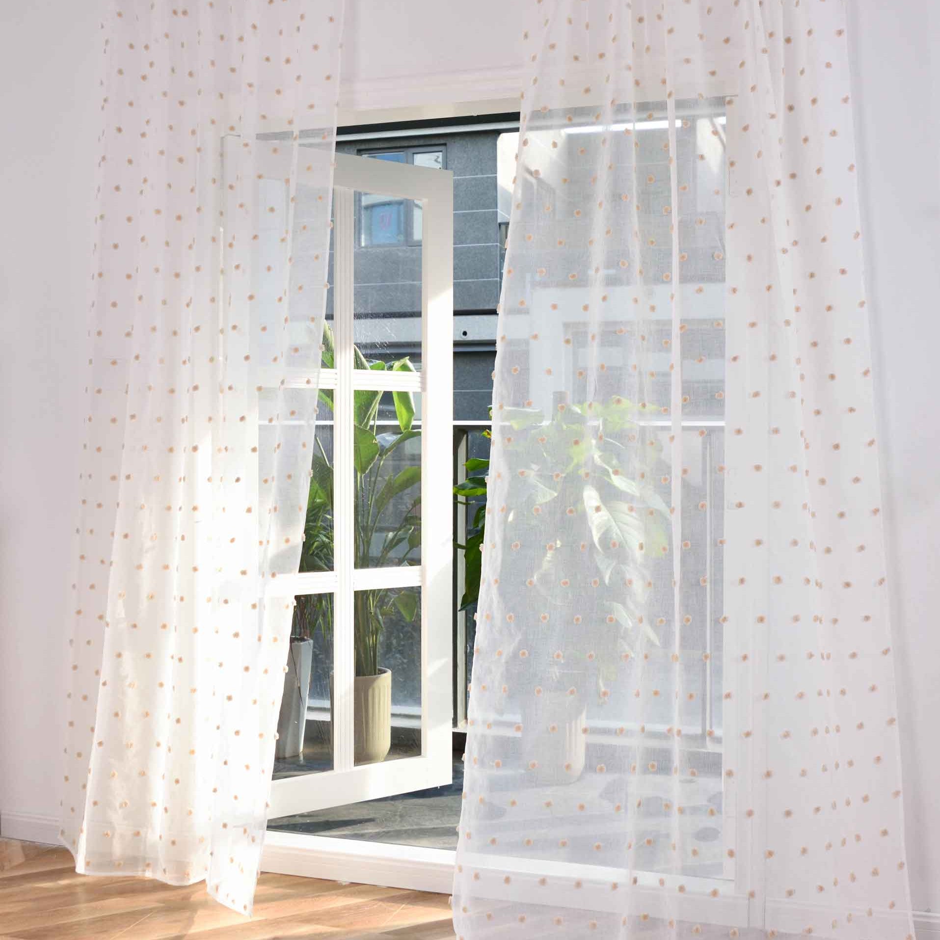 2er Set Gardine »VALENCIA« Multiband Aufhängung Scherli Transparent Leinen-Optik 2023400-408S-2 Natur Taupe Pompom Gardinen Set 2023400-408S-2natur_taupe_pompom | Gardinenbox.de