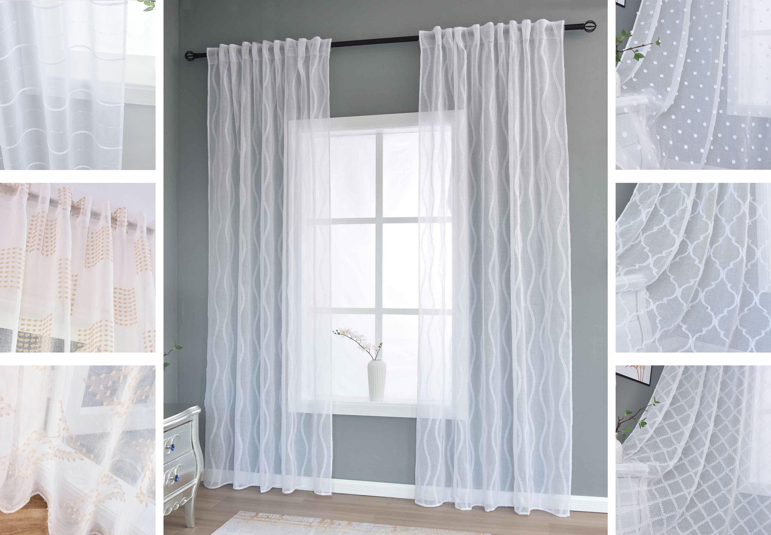 2er Set Gardine »VALENCIA« Multiband Aufhängung Scherli Transparent Leinen-Optik 2023400-408S-2 Gardinen Set 2023400-408S-2var | Gardinenbox.de