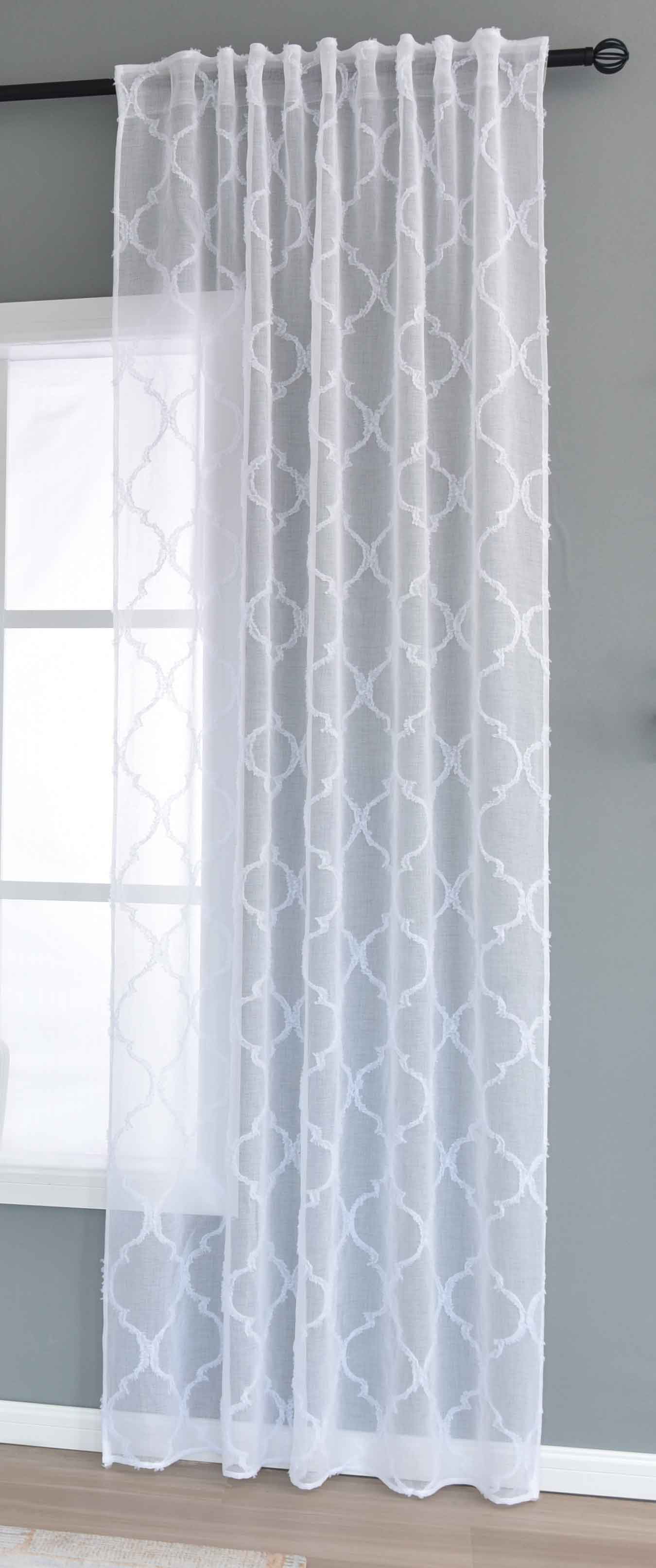 Gardine »VALENCIA« Multiband Aufhängung Scherli Transparent Leinen-Optik 2023400-408S Natur Lacework Gardinenschal 2023400-408Snatur_lacework | Gardinenbox.de