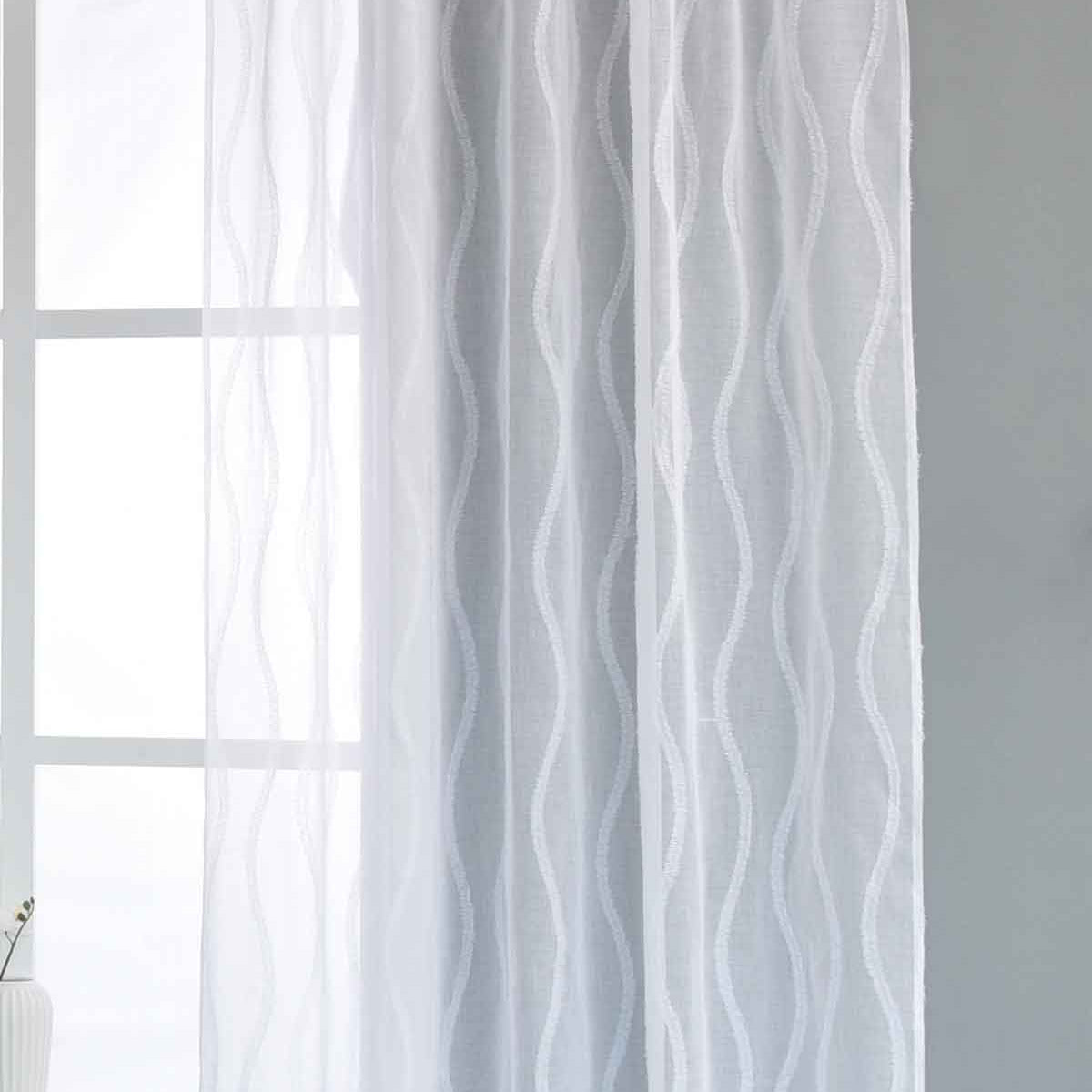 Gardine »VALENCIA« Multiband Aufhängung Scherli Transparent Leinen-Optik 2023400-408S Natur Waves Gardinenschal 2023400-408Snatur_waves | Gardinenbox.de