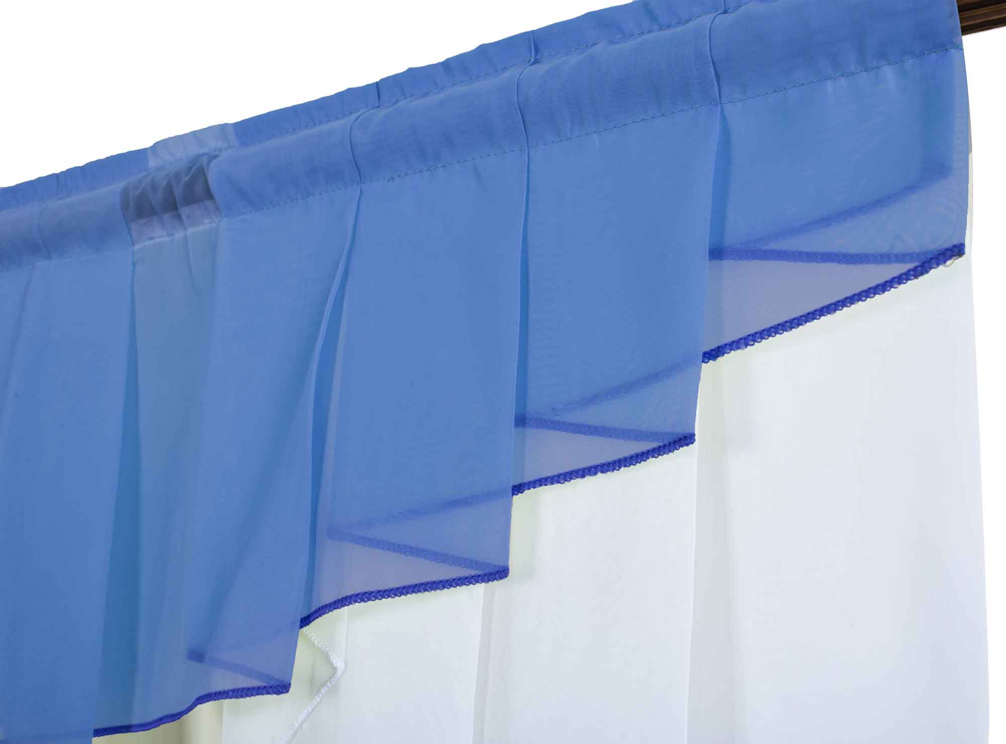 Scheibengardine »MEIßEN« M-Bogen Kurzgardine Tunneldurchzug Universalband 2023700 Scheibengardine 2023700_d4_blau | Gardinenbox.de