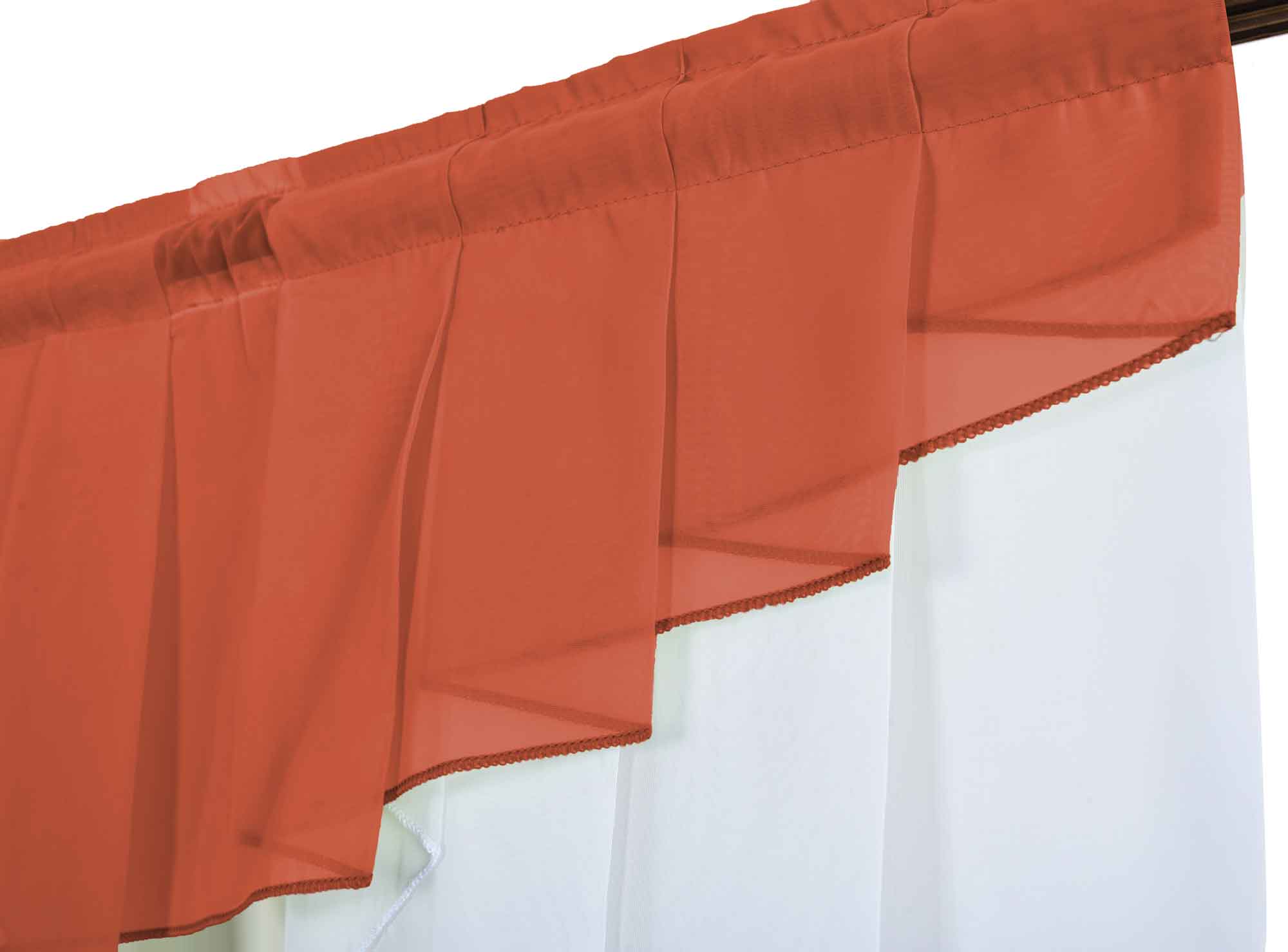 Scheibengardine »MEIßEN« M-Bogen Kurzgardine Tunneldurchzug Universalband 2023700 Scheibengardine 2023700_d4_terrakotta | Gardinenbox.de