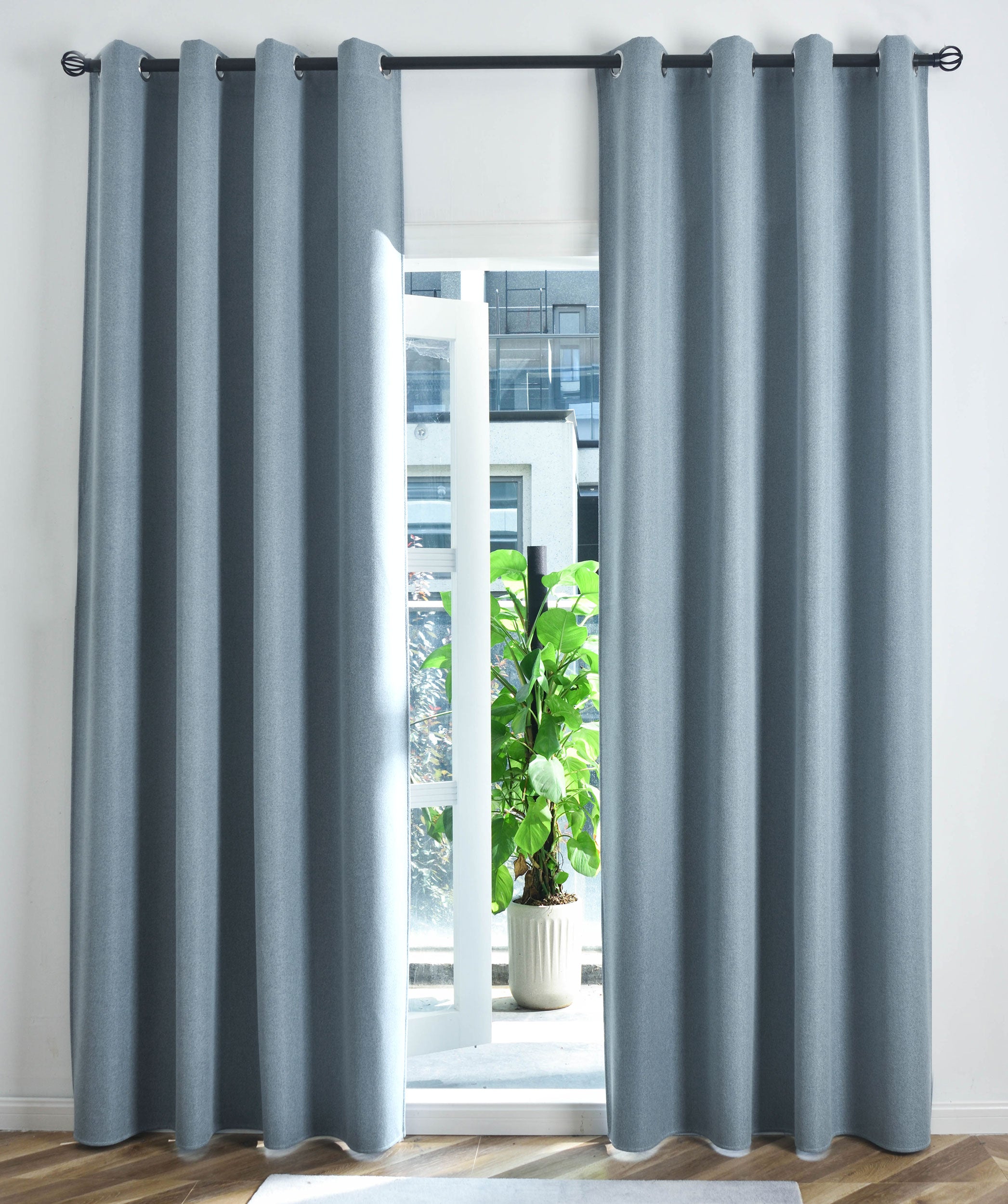 2er Set Verdunkelungsvorhänge Ösen Raffhalter 100% Verdunkelung Blackout »München Dark« Dreischichtige Bindung Fischgrätmuster 202410-2 Blau HxB 175x145 cm Vorhang 202410-2blau_a13508e9-9ec3-4b3d-a8bc-80ce8f0d7e22 | Gardinenbox.de