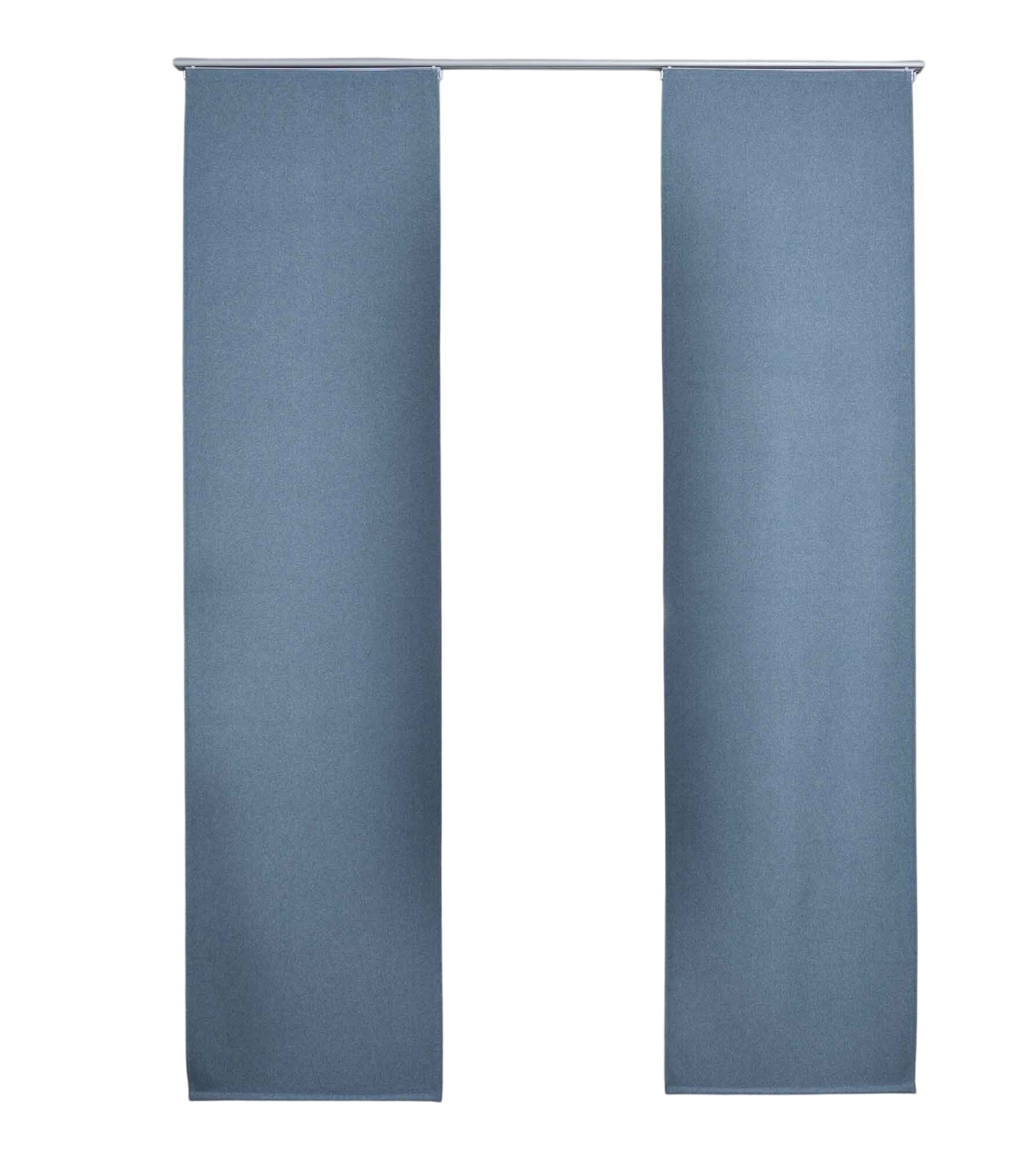 2er Set Flächenvorhänge mit Paneelwagen 100% Verdunkelung Blackout »München Dark« Paneelwagen Dreischichtige Bindung 202410P-2 Schiebegardine 202410P-2blau-crop | Gardinenbox.de