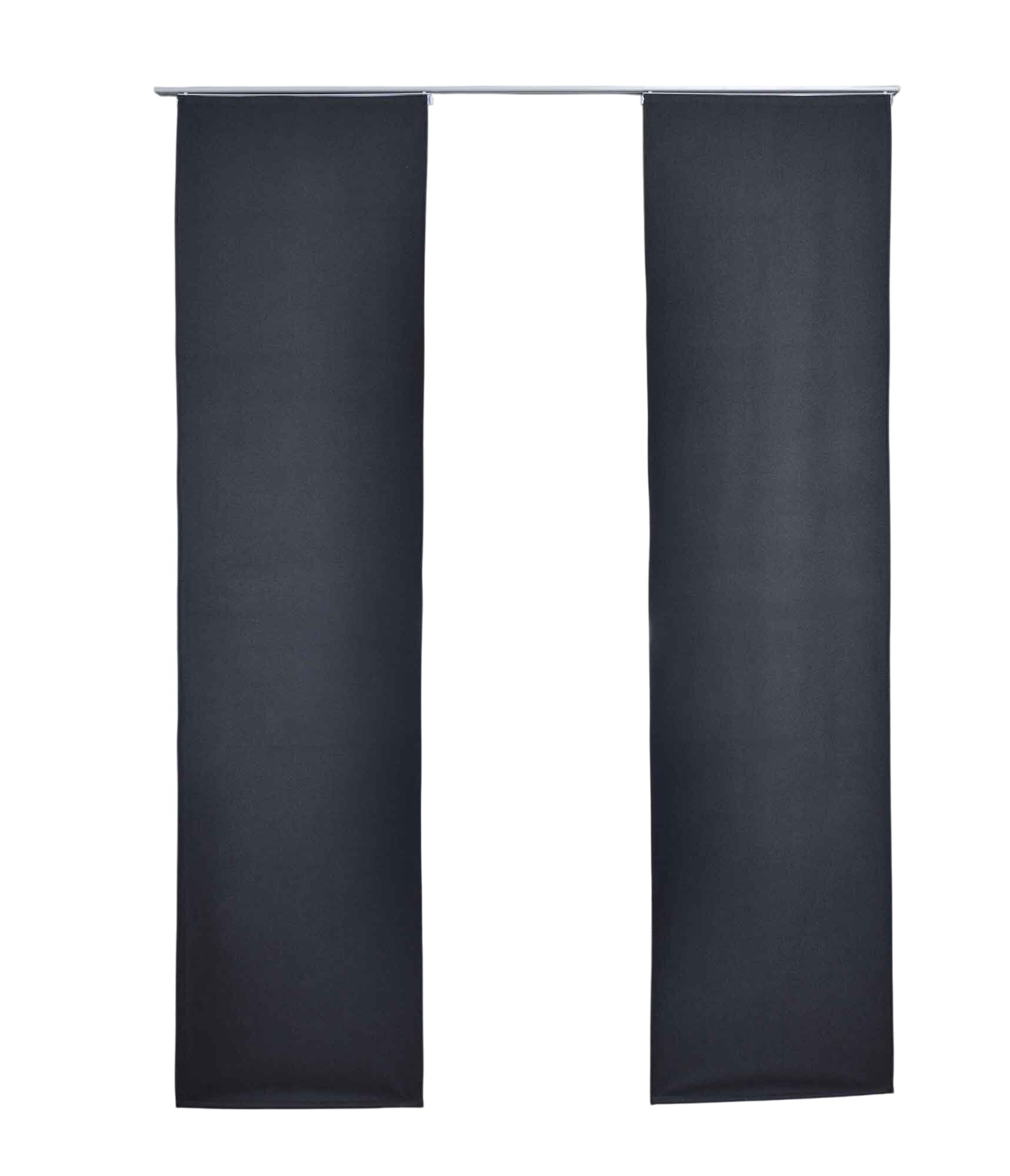 2er Set Flächenvorhänge mit Paneelwagen 100% Verdunkelung Blackout »München Dark« Paneelwagen Dreischichtige Bindung 202410P-2 Schiebegardine 202410P-2dunkelgrau-crop | Gardinenbox.de